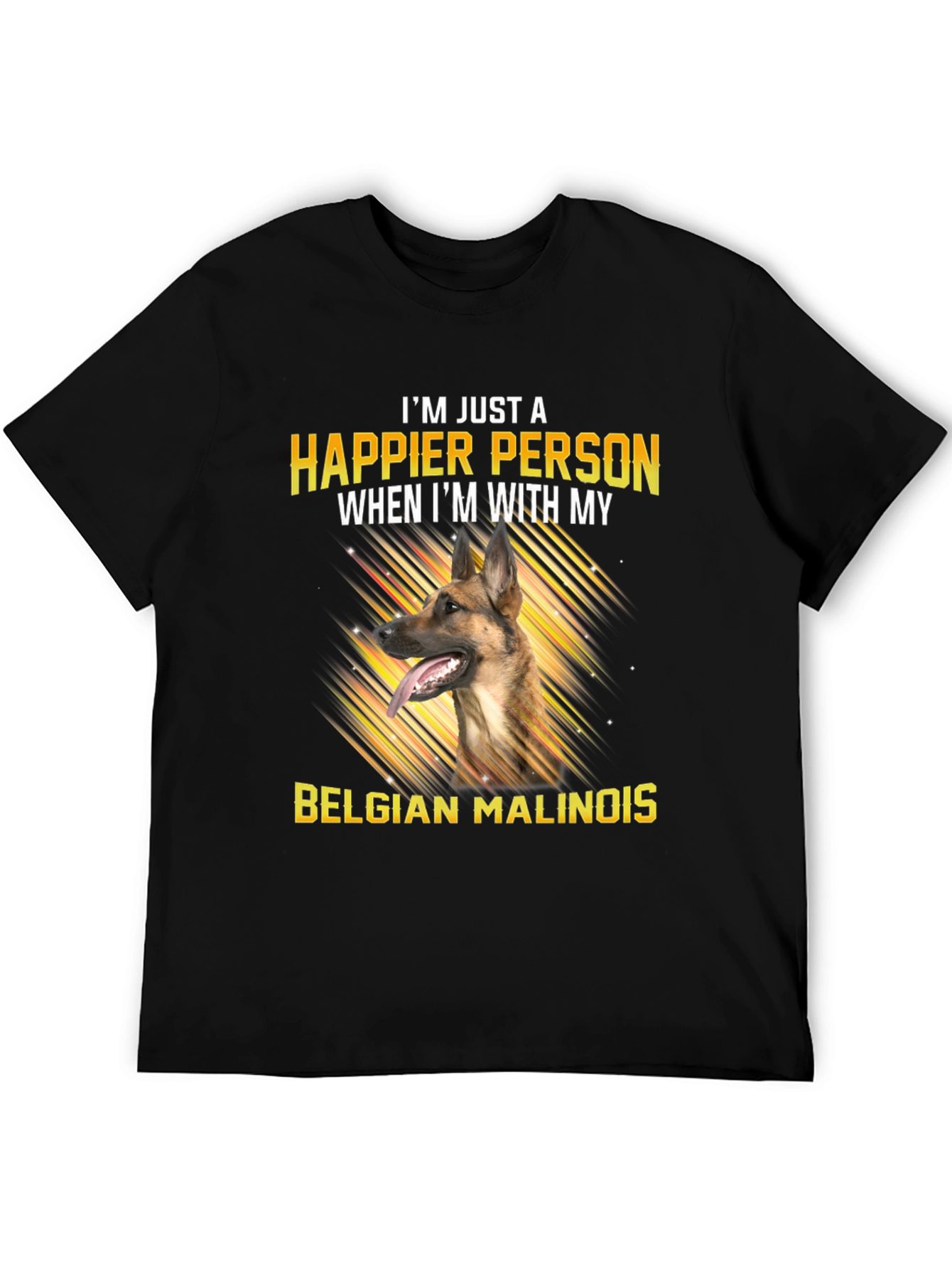Black Happier With My Belgian Malinois T-Shirt view 5