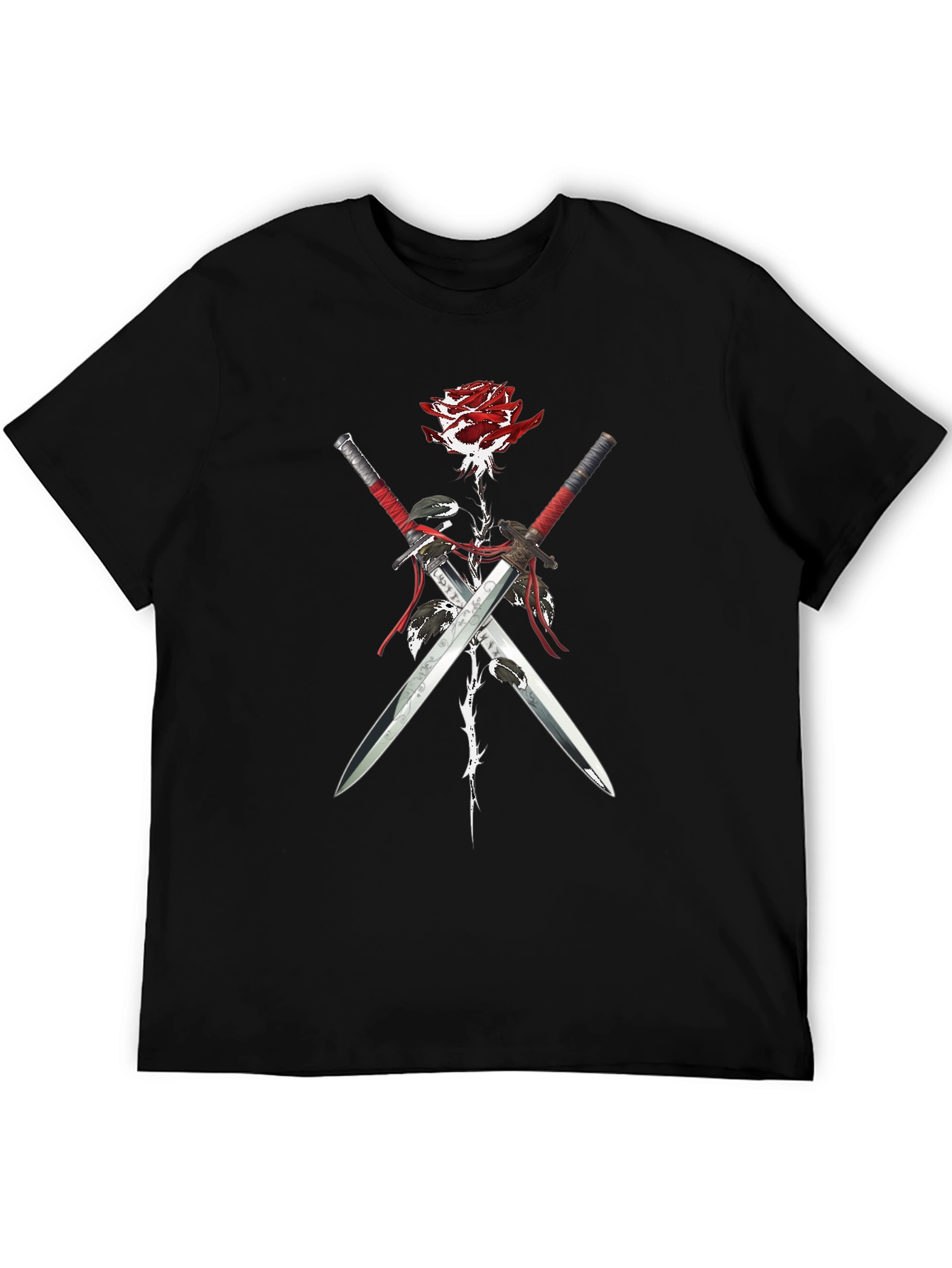 Black Rose and Swords Graphic Tee - Edgy Streetwear view 5