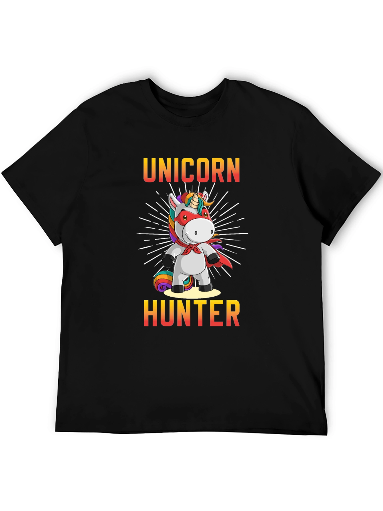 Black Unicorn Hunter Graphic T-Shirt - Funny Animal Tee view 5
