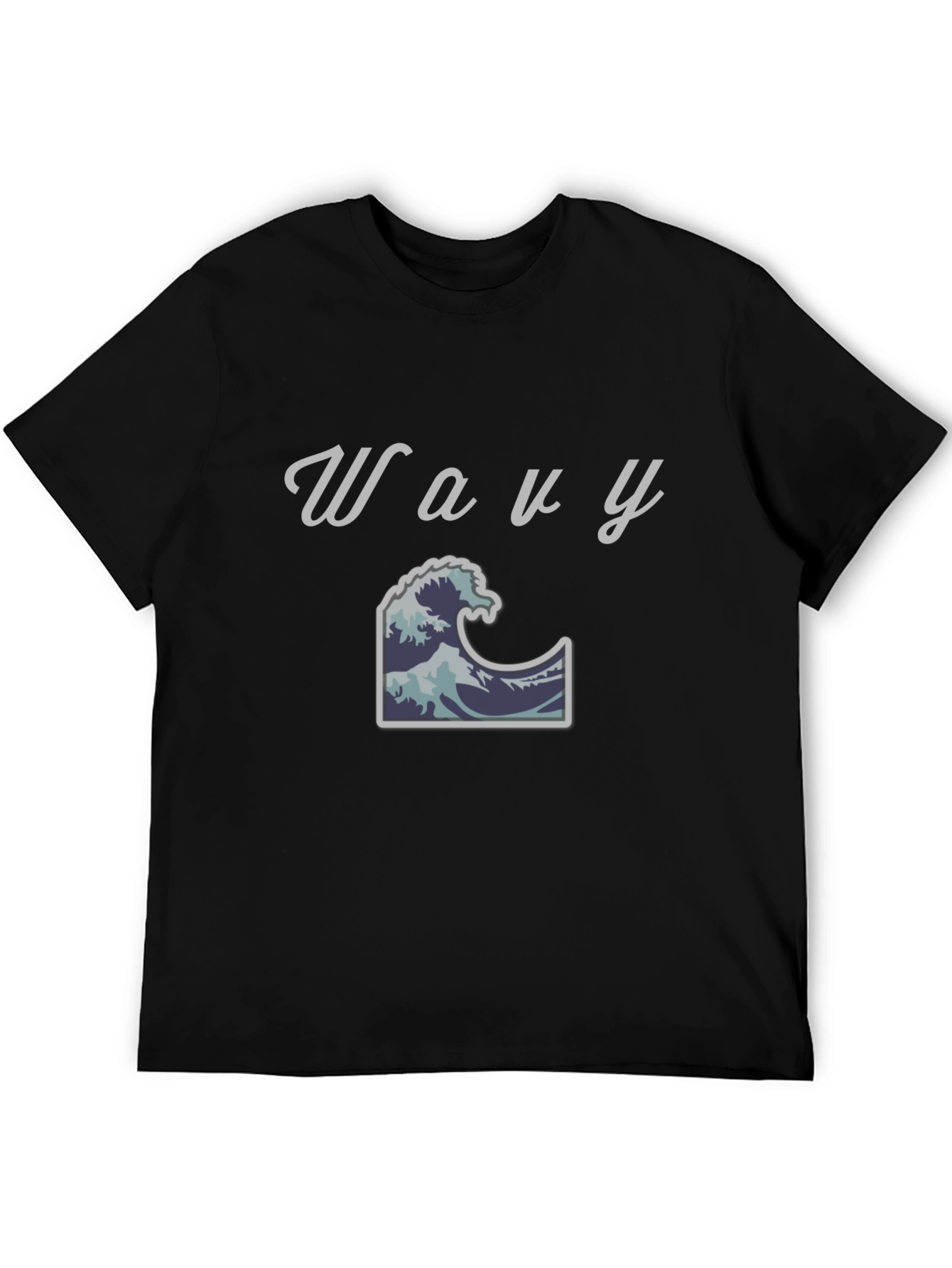 Black Wavy Wave T-Shirt - Black Cotton Tee view 5