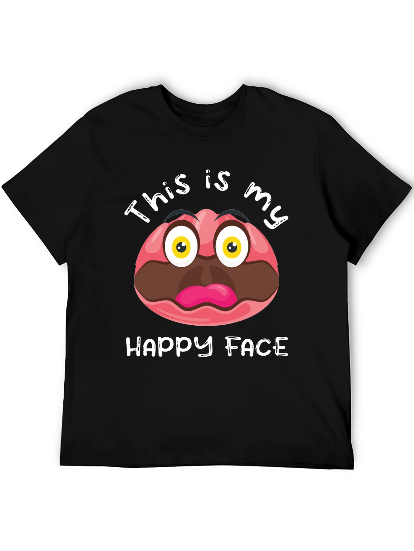 Black Funny This Is My Happy Face Graphic T-Shirt view 5
