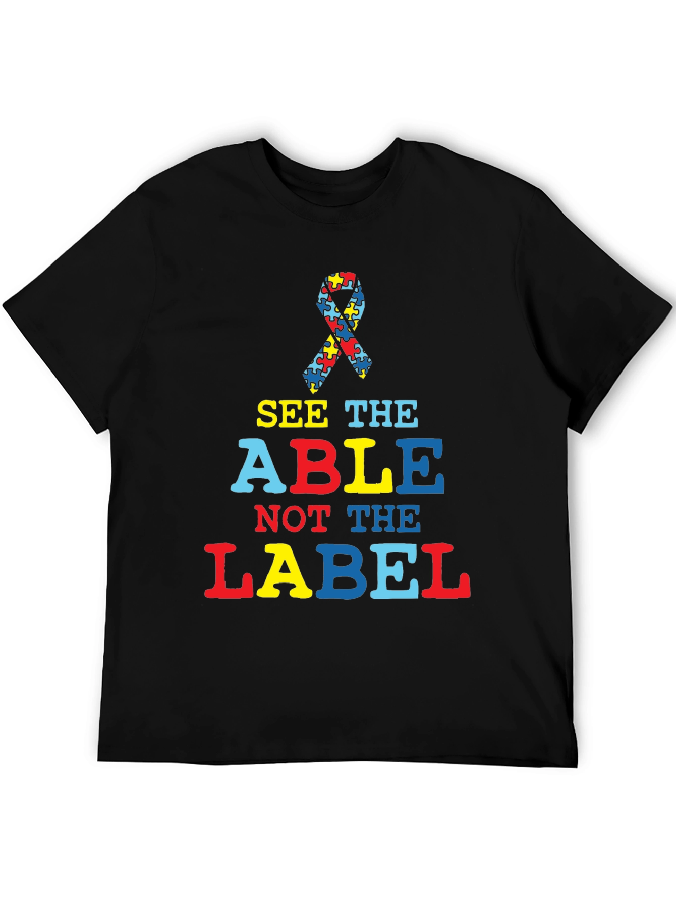 Black Autism Awareness T-Shirt - See the Able view 5