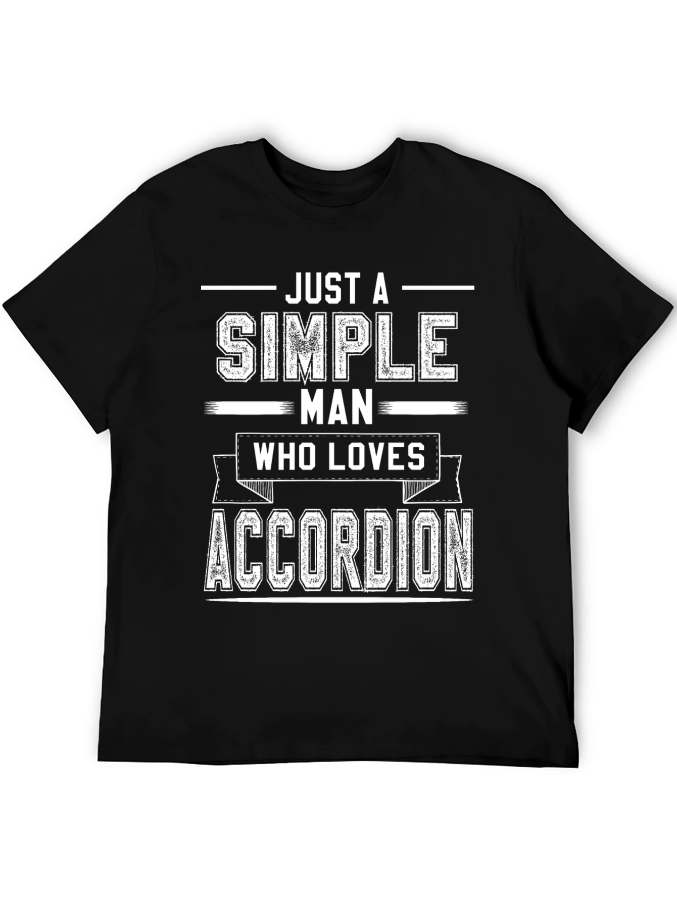 Black Simple Man Accordion Lover T-Shirt view 5