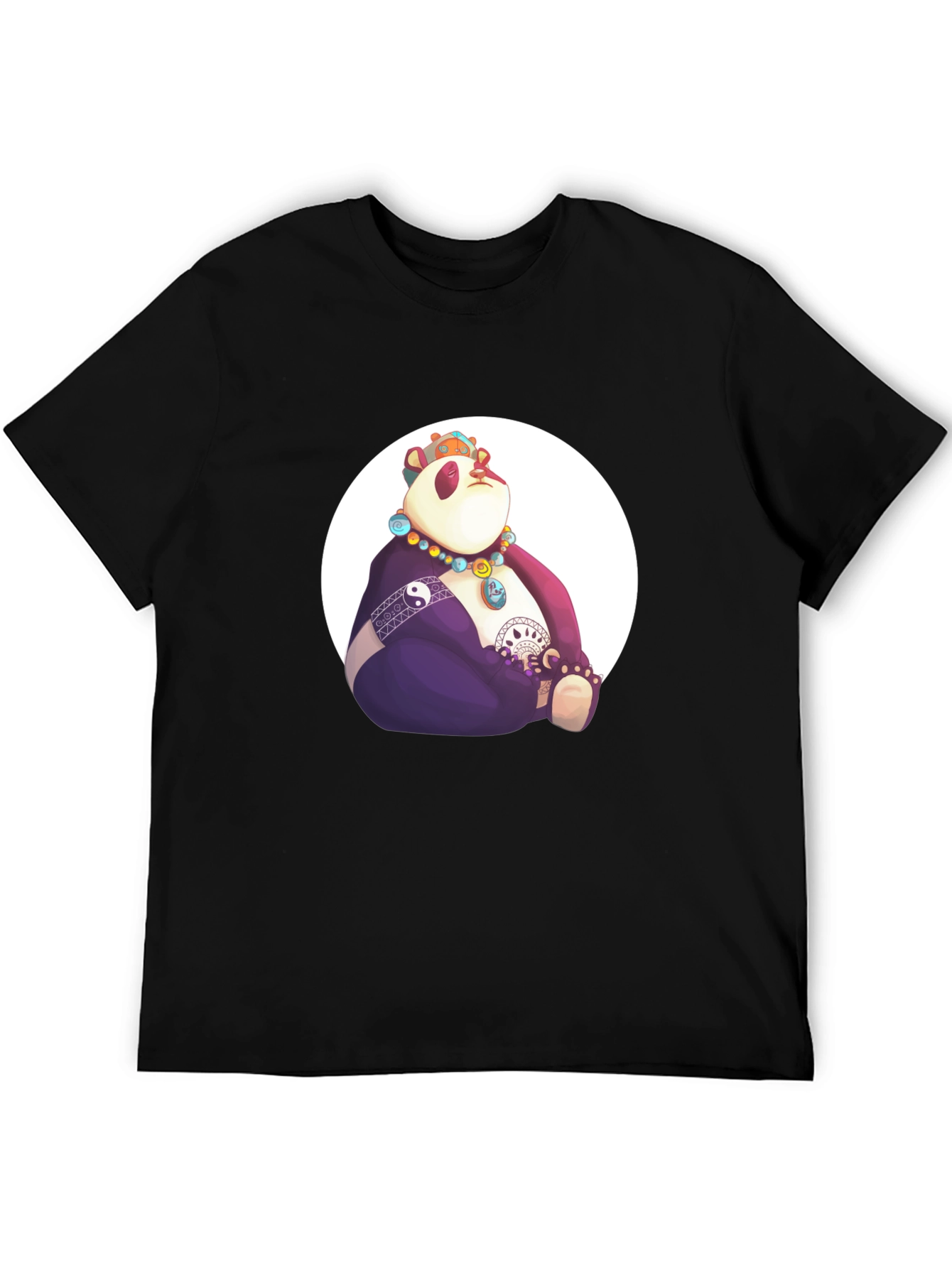 Black Zen Panda Graphic Tee - Black Casual Shirt view 5