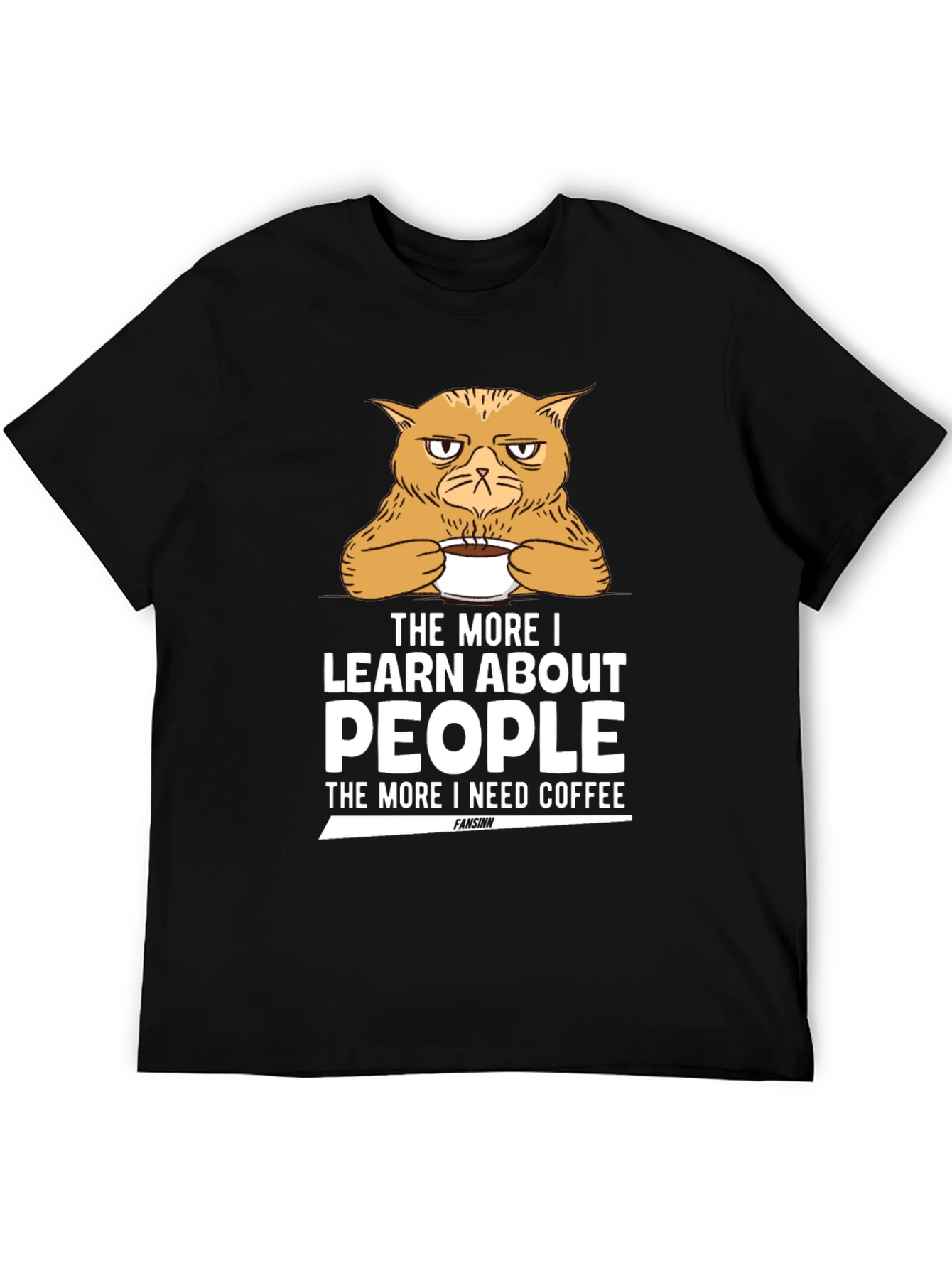 Black Grumpy Cat Coffee T-Shirt - Learn About People view 5