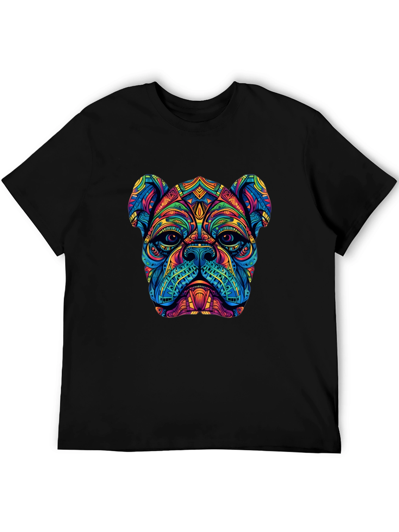 Black Psychedelic Bulldog Graphic Tee - Black view 5
