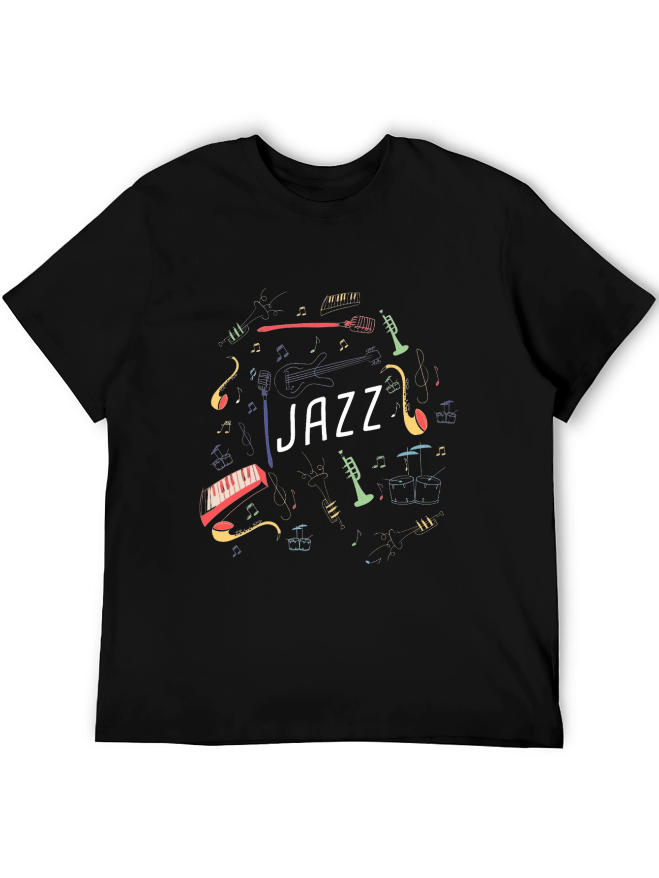 Black Jazz Music Instrument Graphic Black T-Shirt view 5
