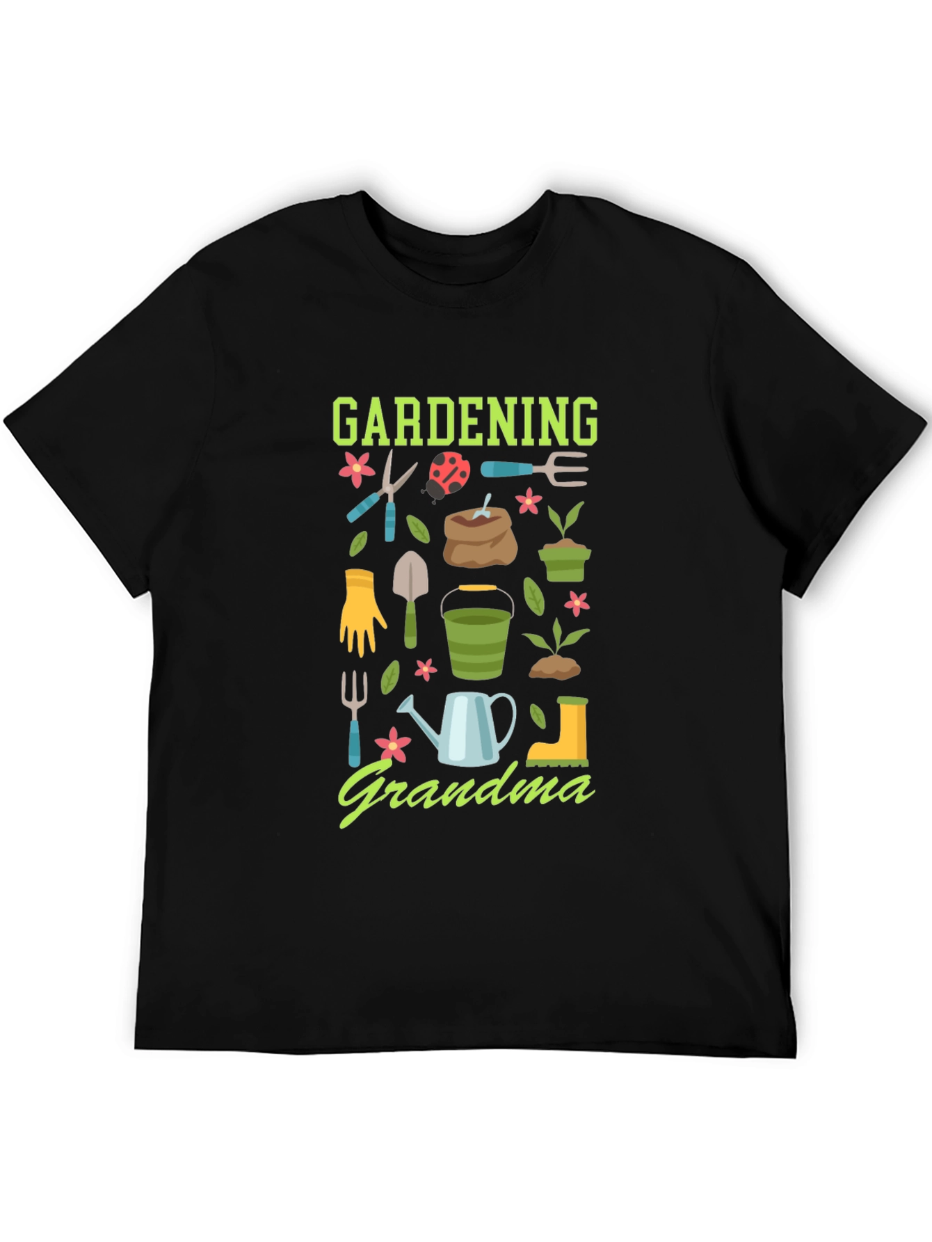 Black Gardening Grandma T-Shirt view 5