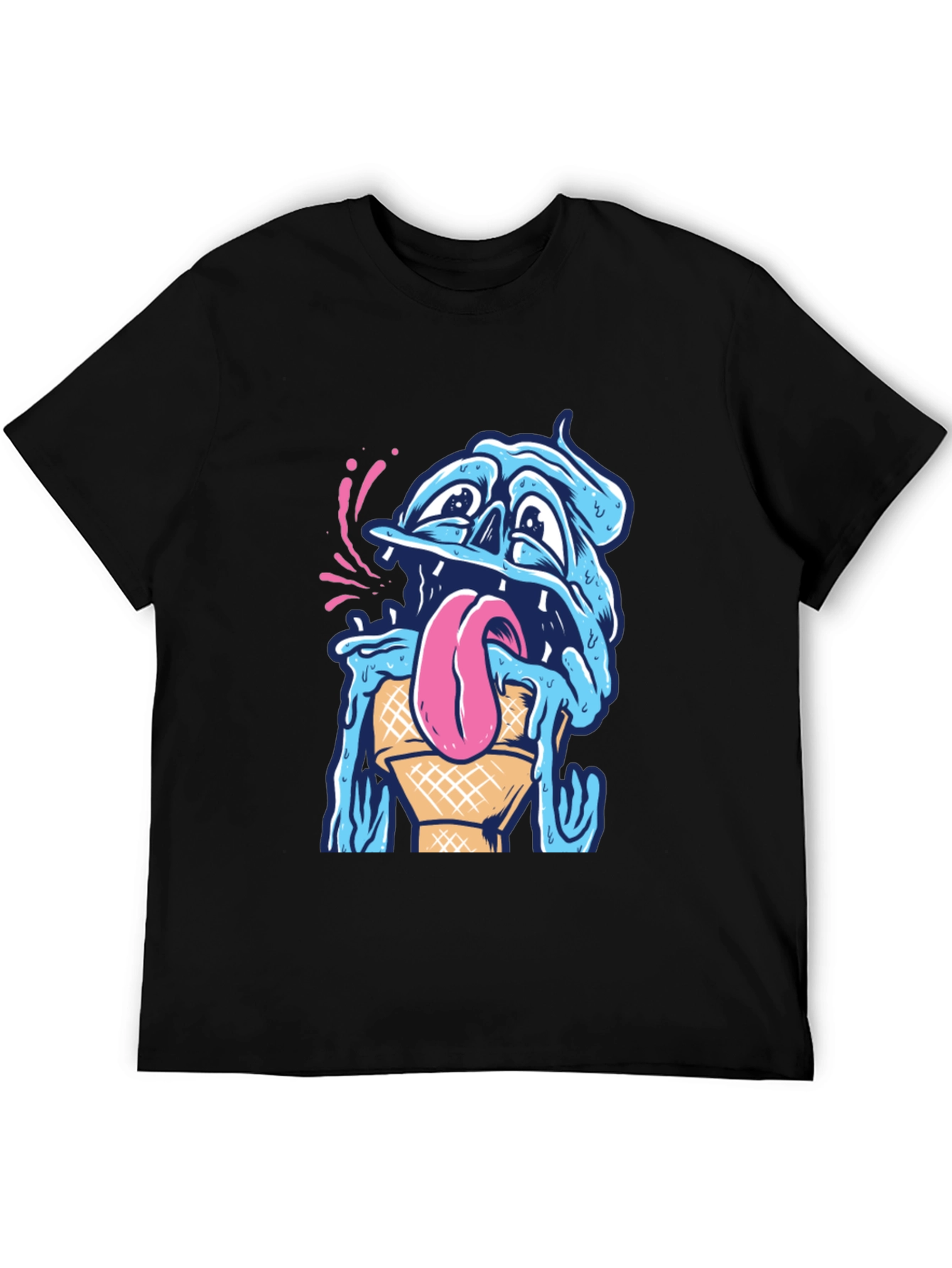 Black Melting Ice Cream Monster Graphic Tee view 5