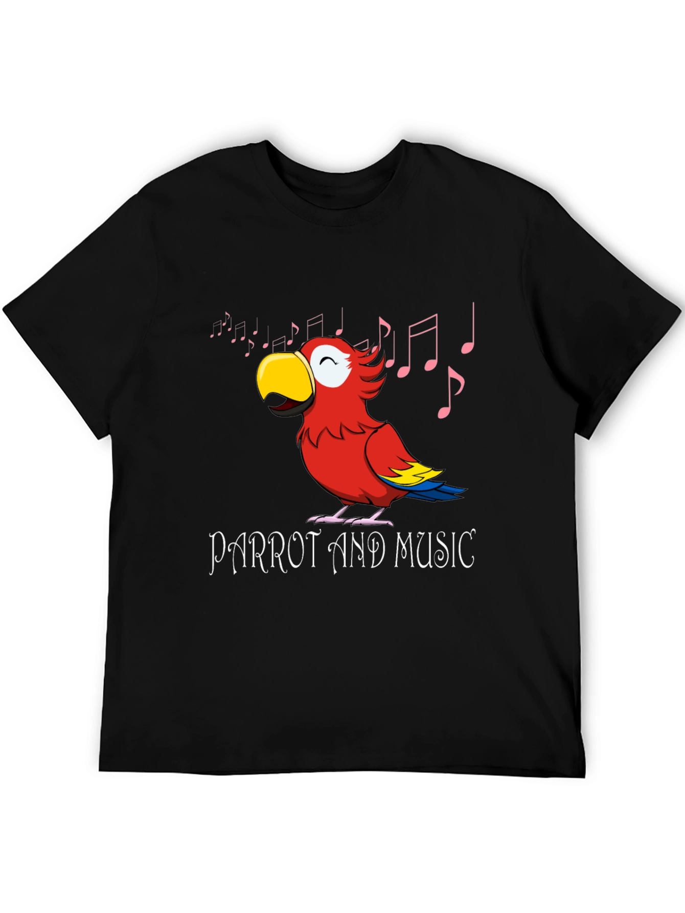 Black Parrot and Music T-Shirt - Black view 5