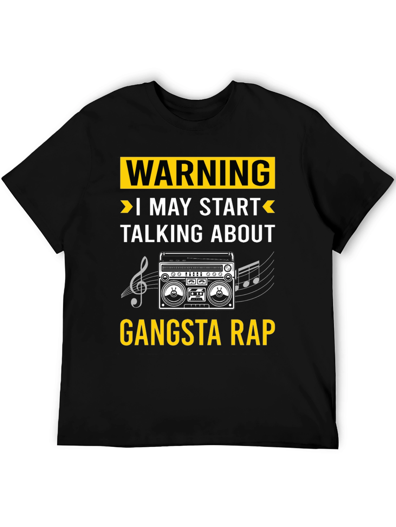 Black Gangsta Rap T-Shirt - Warning Funny Tee view 5
