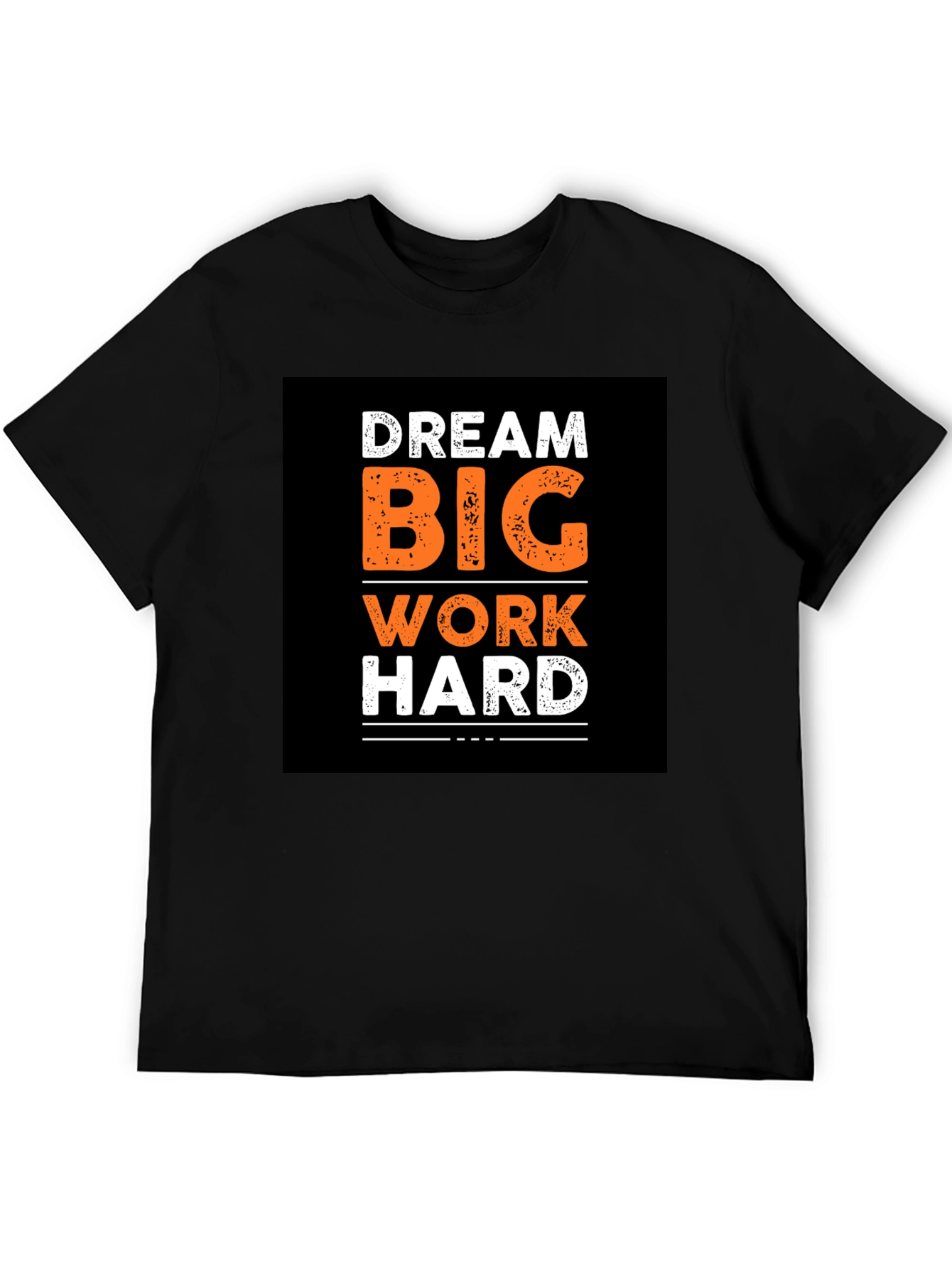Black Dream Big Work Hard Graphic Print Black T-Shirt view 5