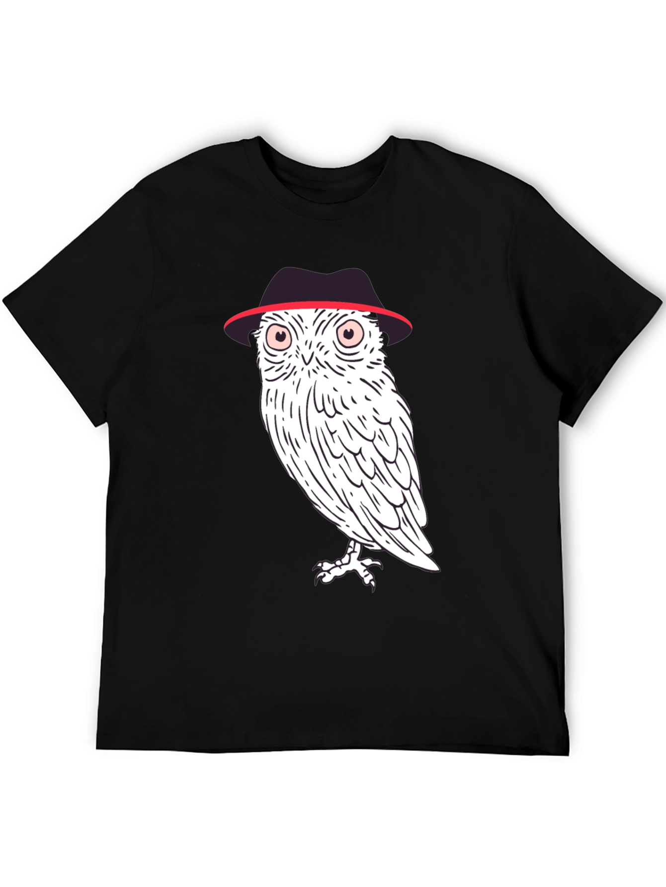Black Owl in Fedora Graphic Tee - Stylish Men's Black T-Shirt view 5