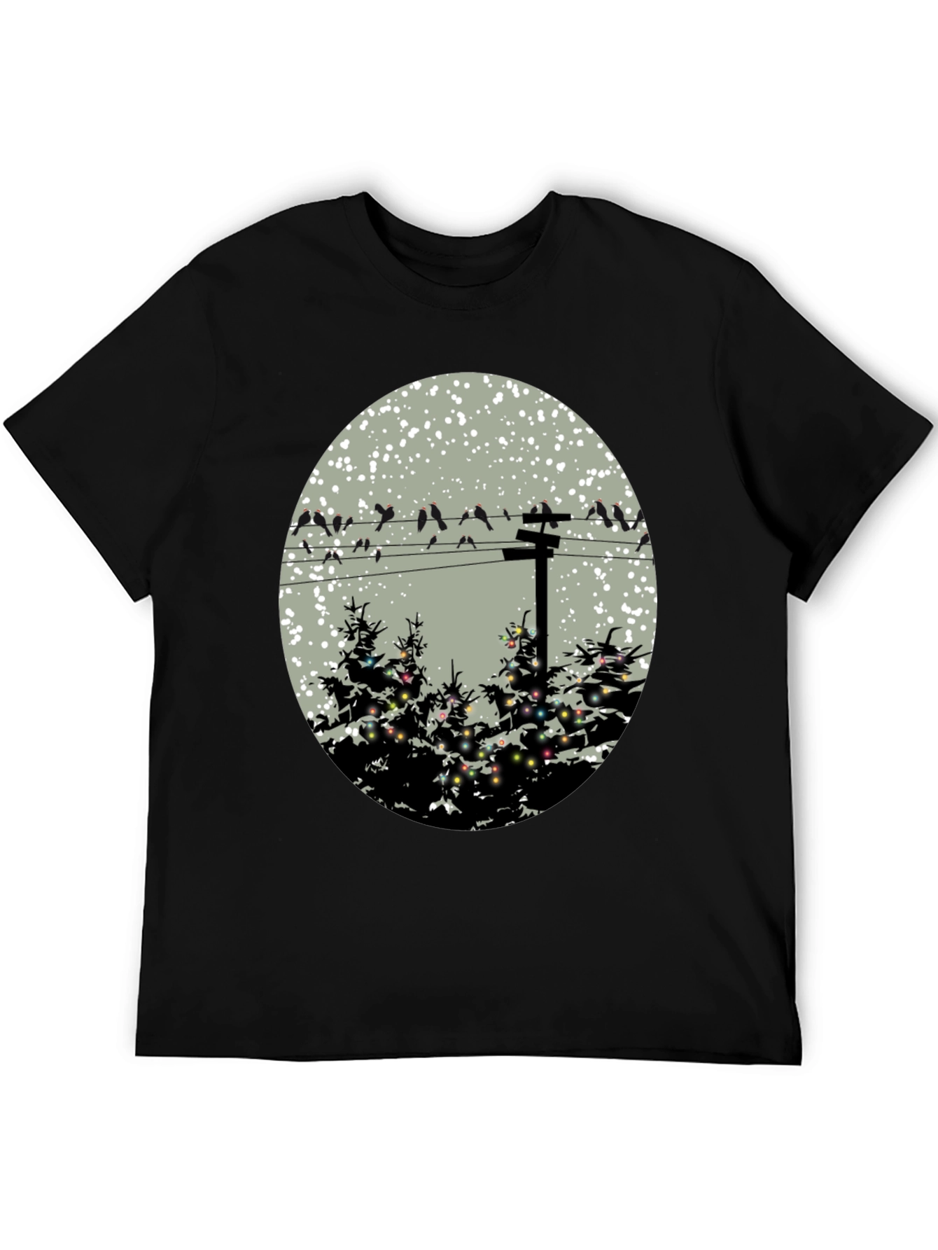 Black Birds on Wire Graphic Tee view 5