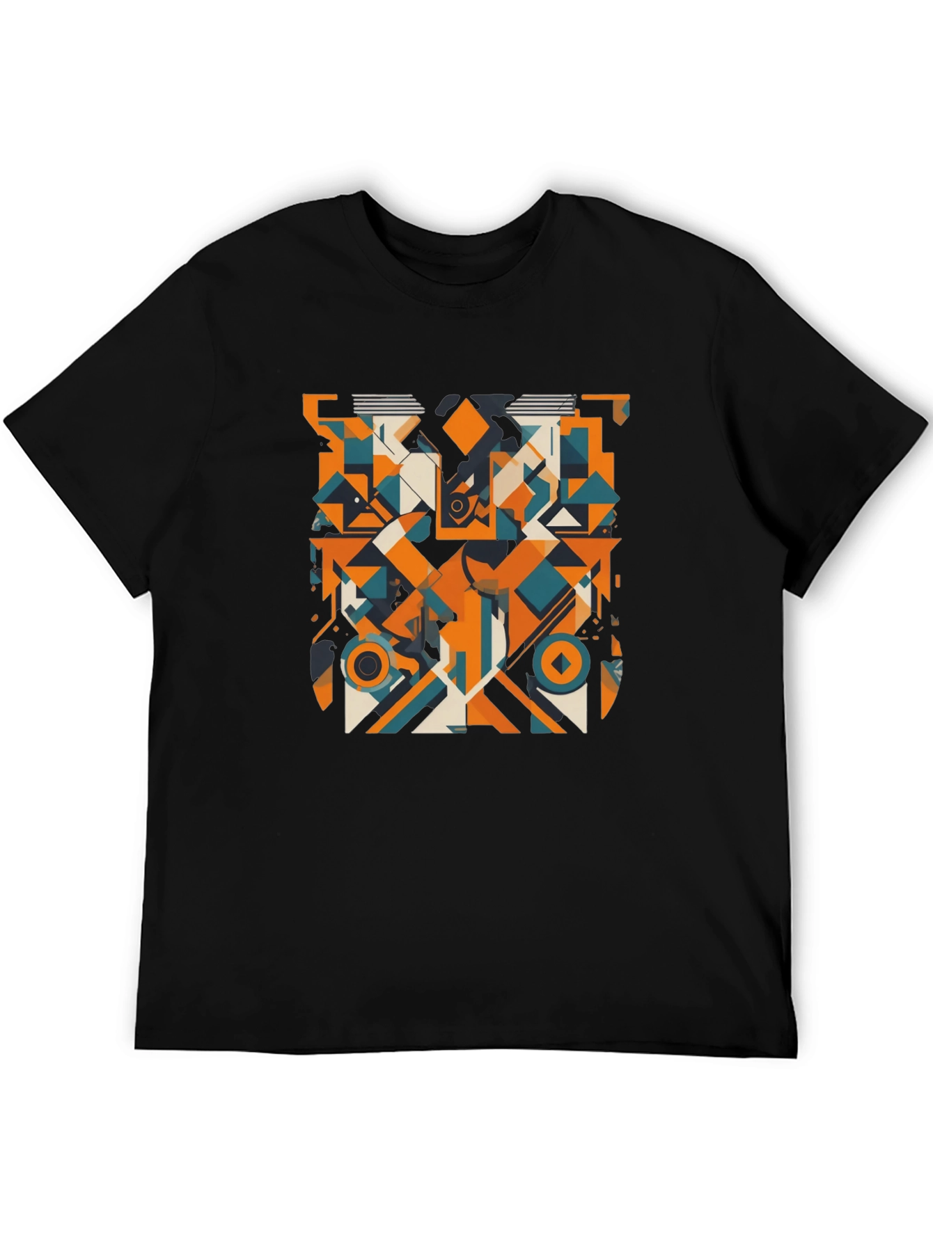 Black Geometric Abstract Art Print Black T-Shirt view 5