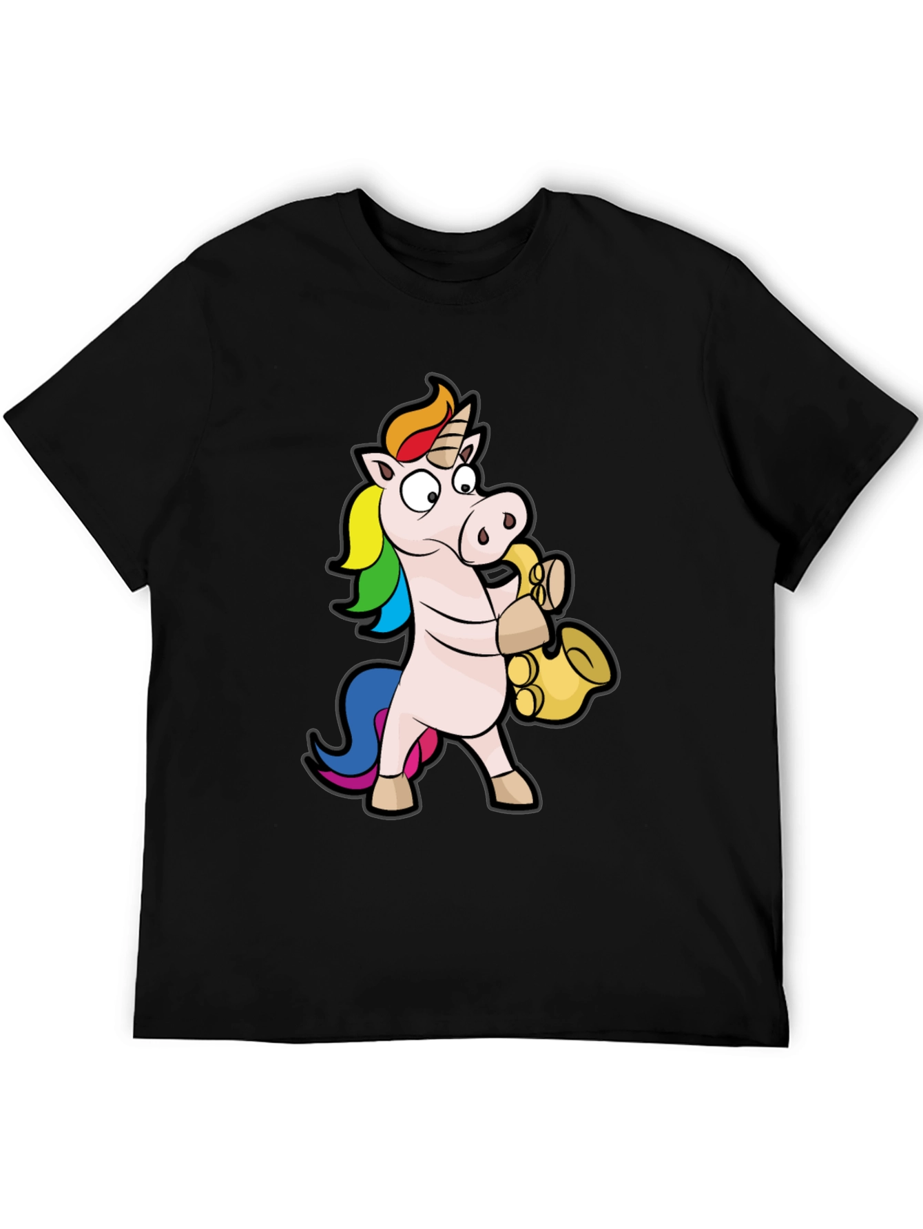 Black Unicorn Saxophone Black T-Shirt view 5