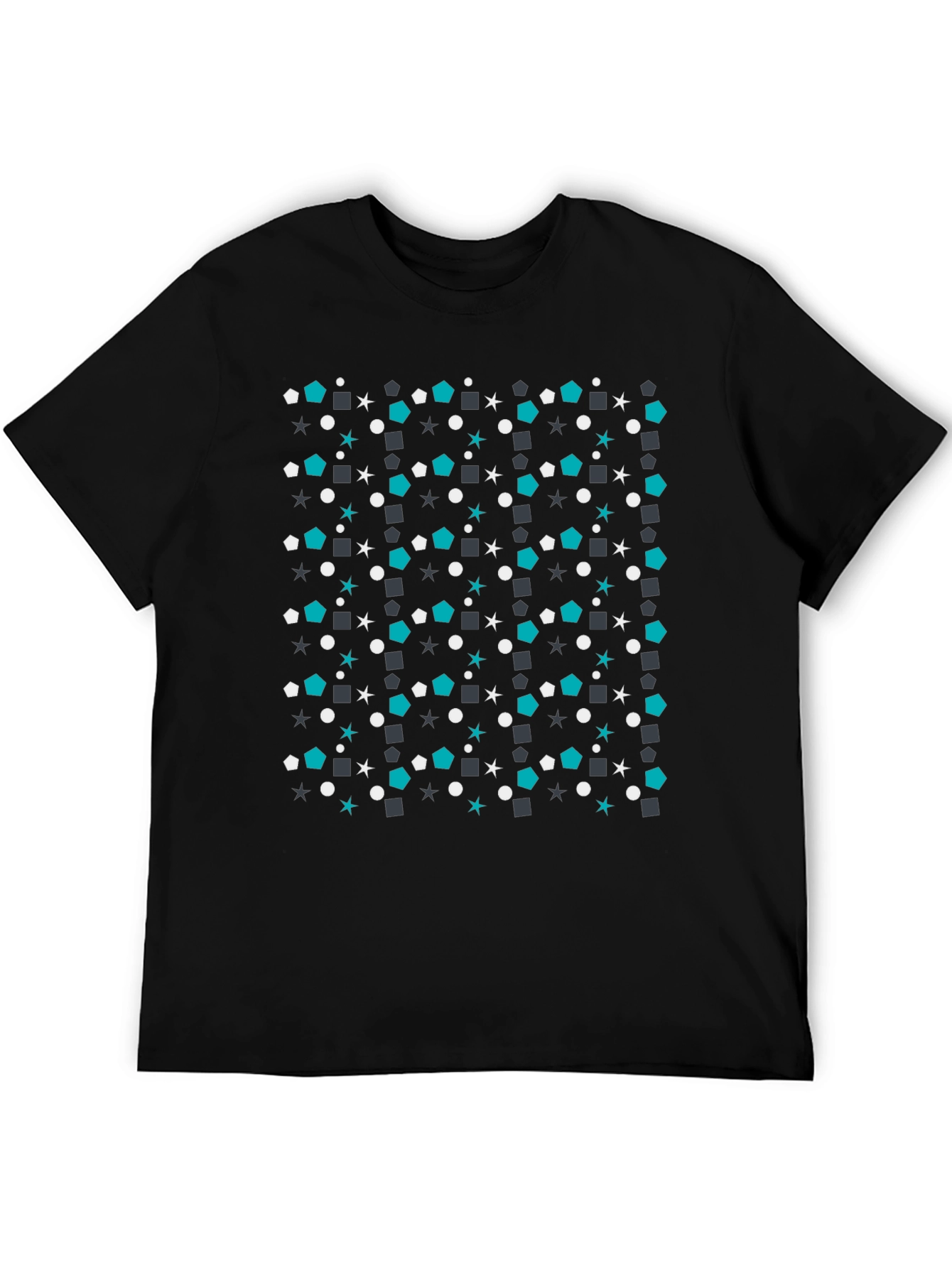 Black Geometric Pattern Tee - Modern Casual Style view 5