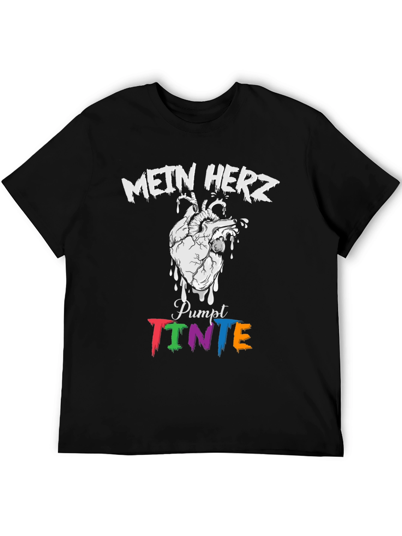 Black Mein Herz Pumpt Tinte Black Graphic Tee view 5