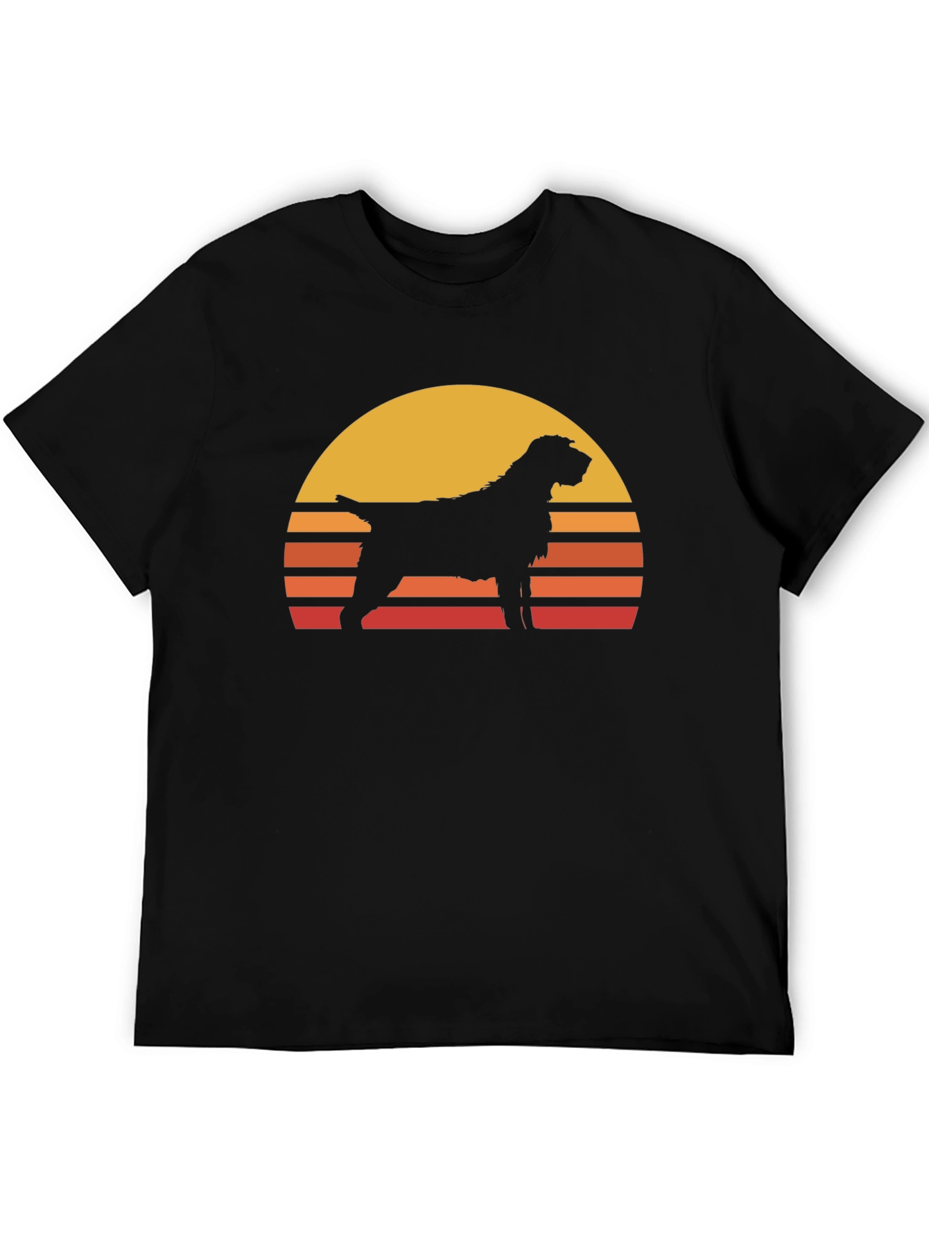 Black Retro Dog Sunset T-Shirt - Black view 5