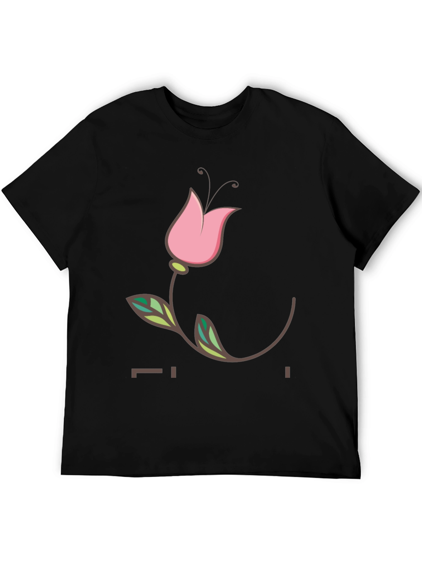 Black Black T-Shirt with Floral Tulip Graphic view 5