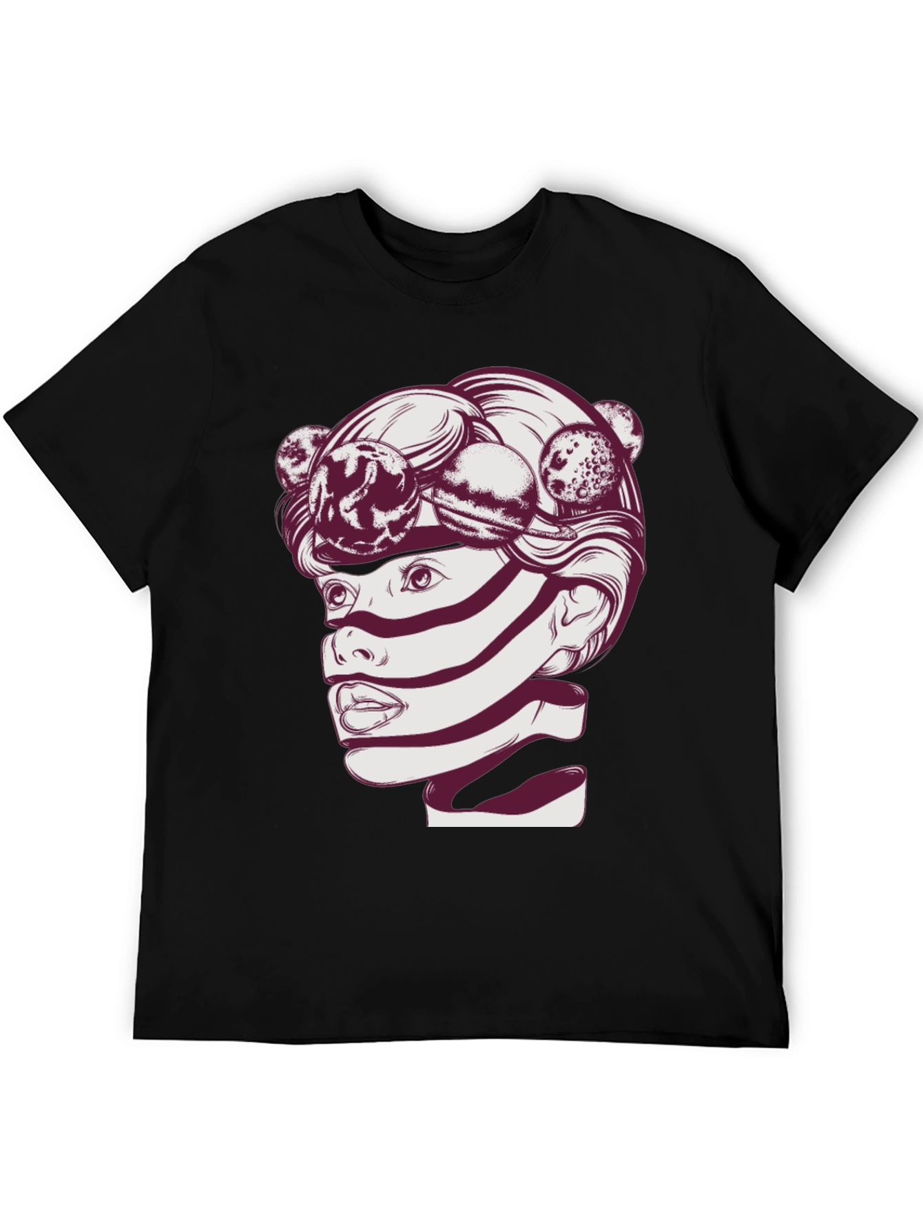 Black Unique Graphic Print Crew Neck T-Shirt view 5