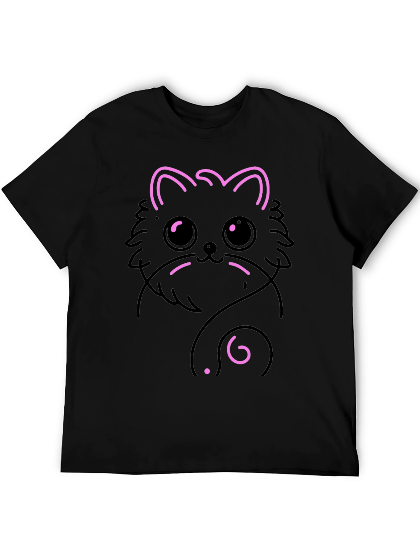 Black Cute Cat Graphic T-Shirt - Black view 5