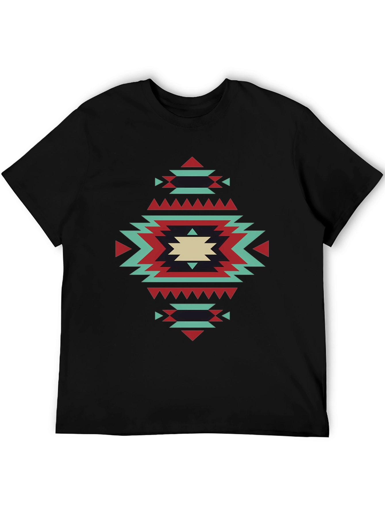 Black Aztec Pattern Black T-Shirt view 5
