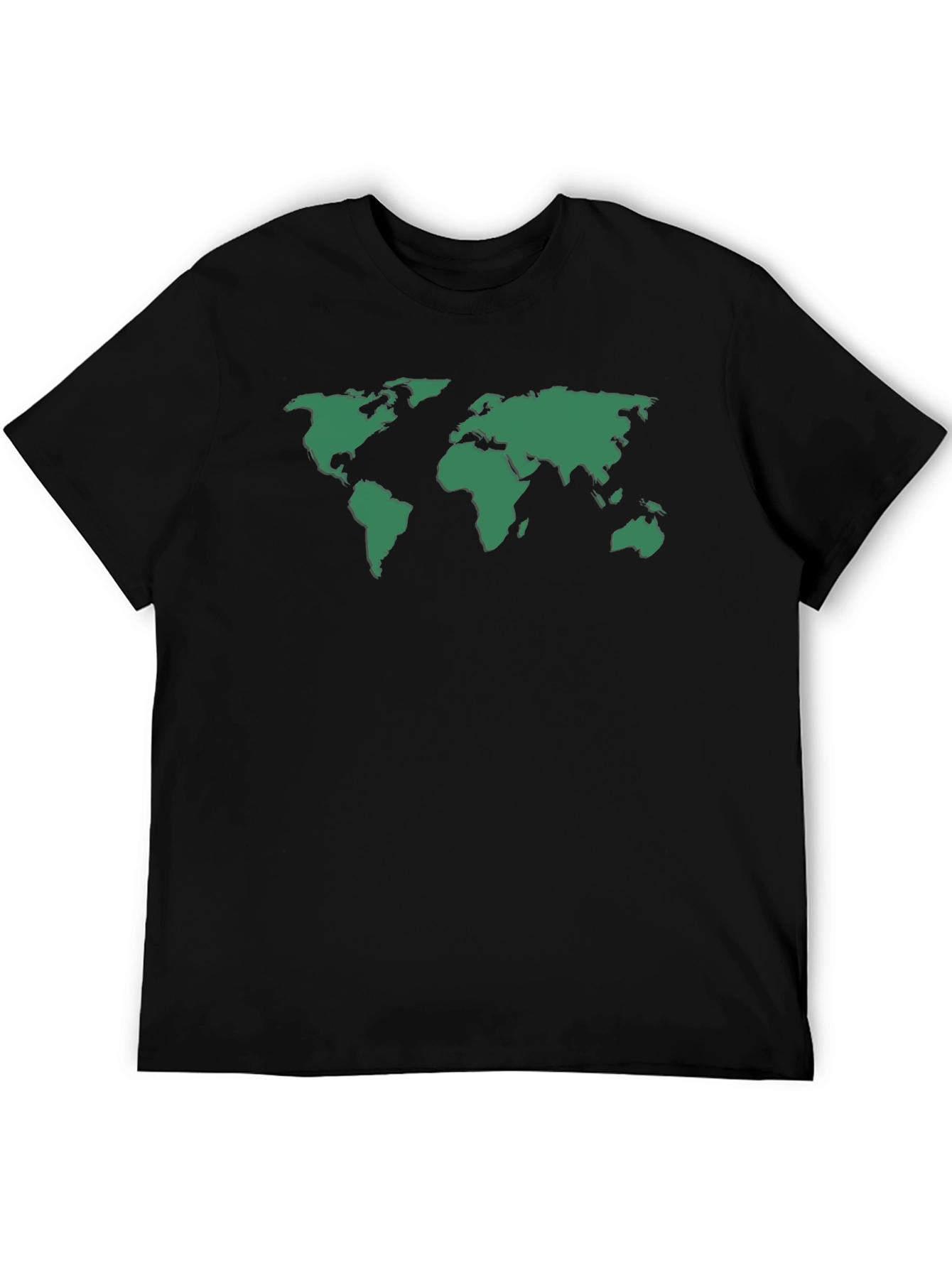 Black World Map Graphic Tee - Black Cotton T-Shirt view 5