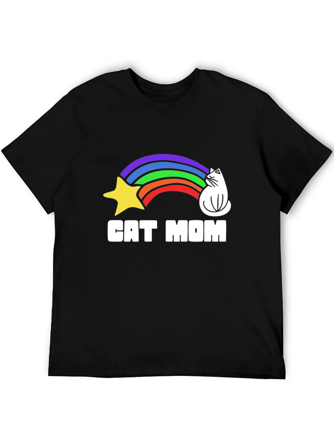 Black Cat Mom Rainbow Graphic Tee - Unisex Cotton T-Shirt view 5