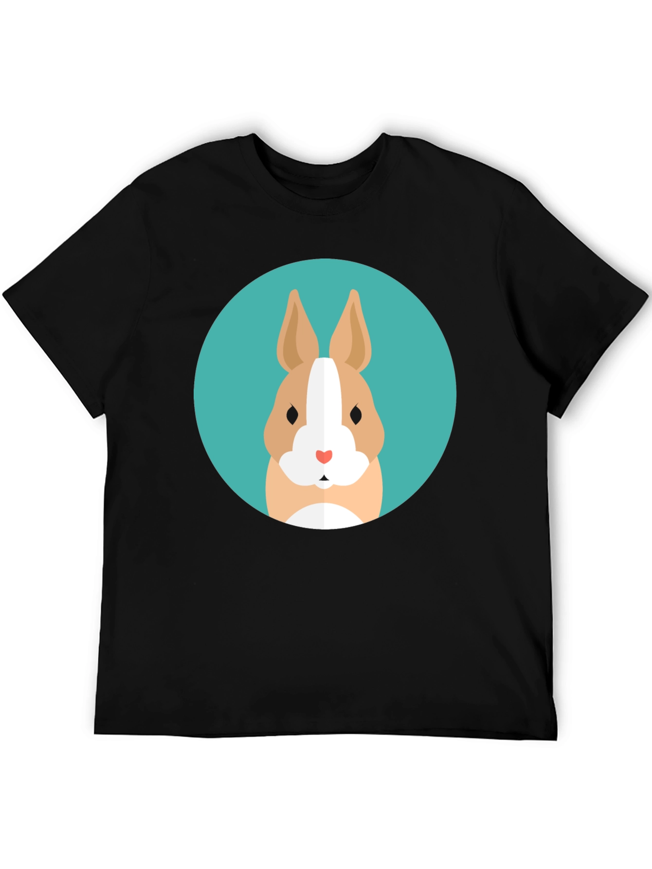 Black Cute Bunny Graphic Tee - Soft Black Cotton T-Shirt view 5