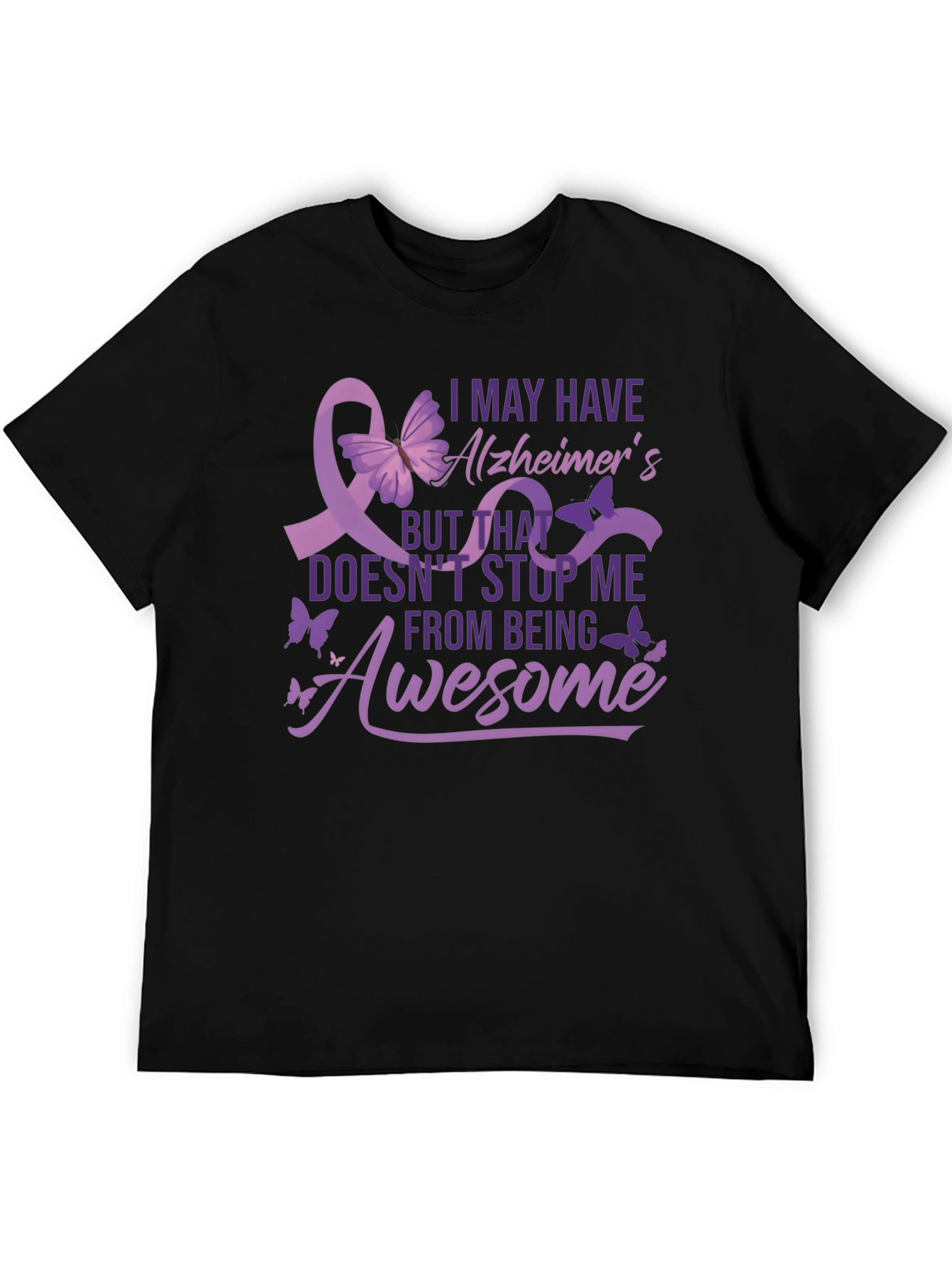 Black Alzheimer's Awareness T-Shirt - Awesome! view 5
