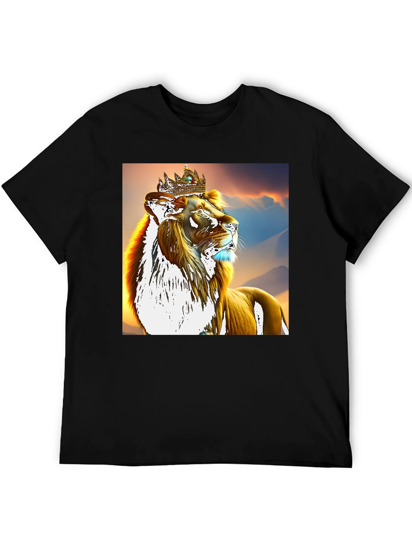 Black Lion King Graphic T-Shirt - Regal Lion Design view 5