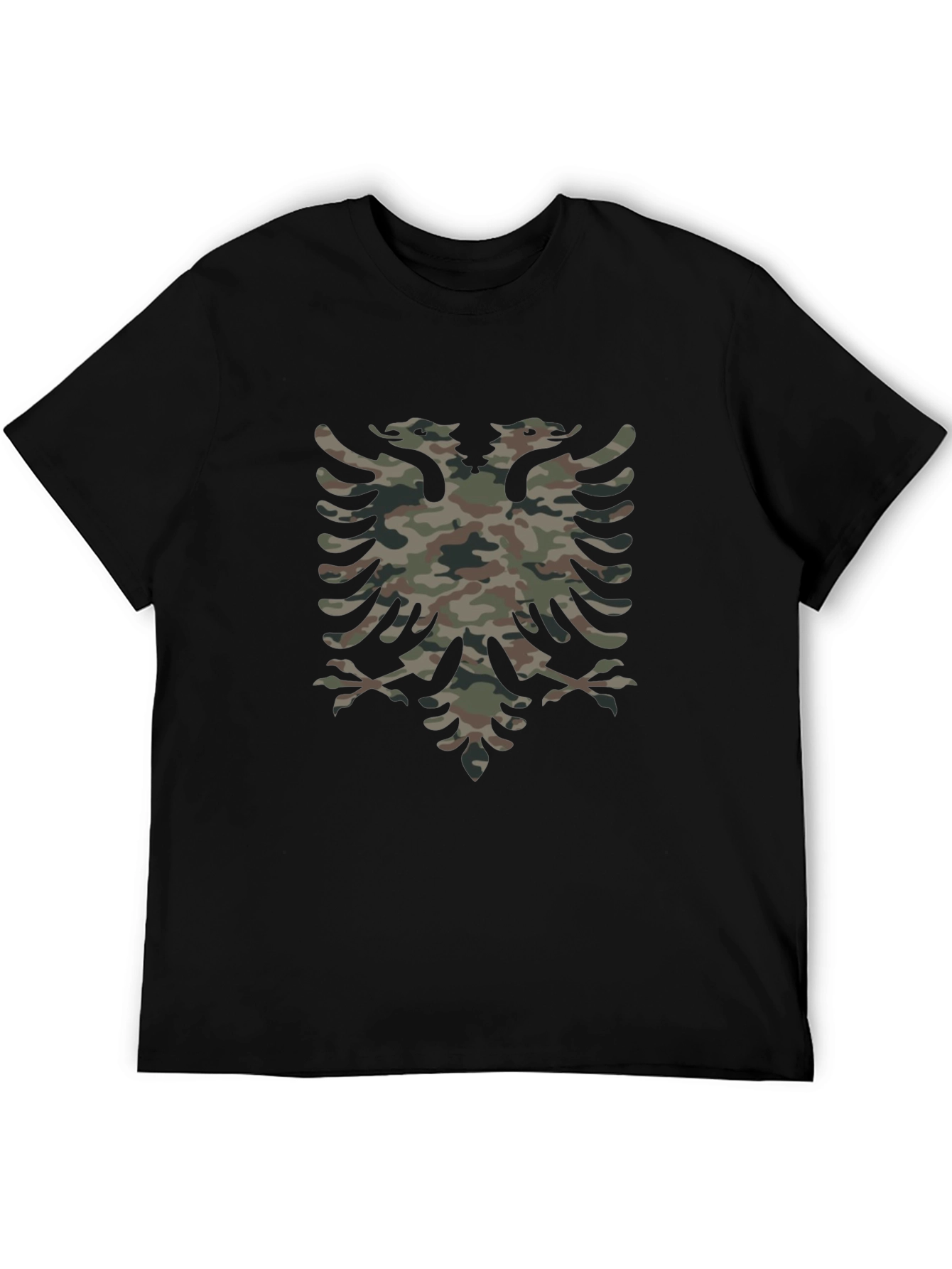Black Camouflage Double-Headed Eagle Graphic Tee view 5