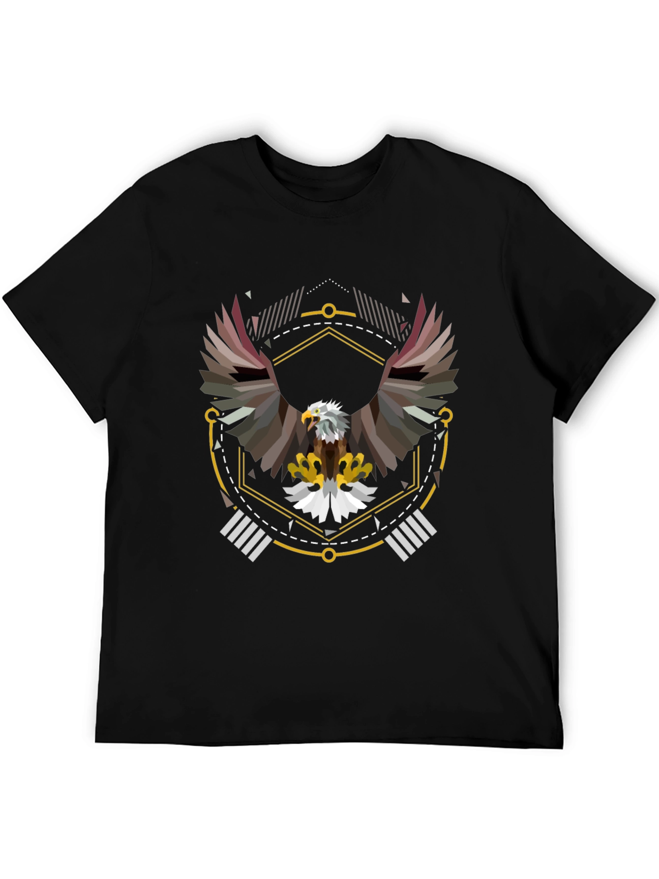 Black Geometric Eagle Graphic Tee - Black view 5