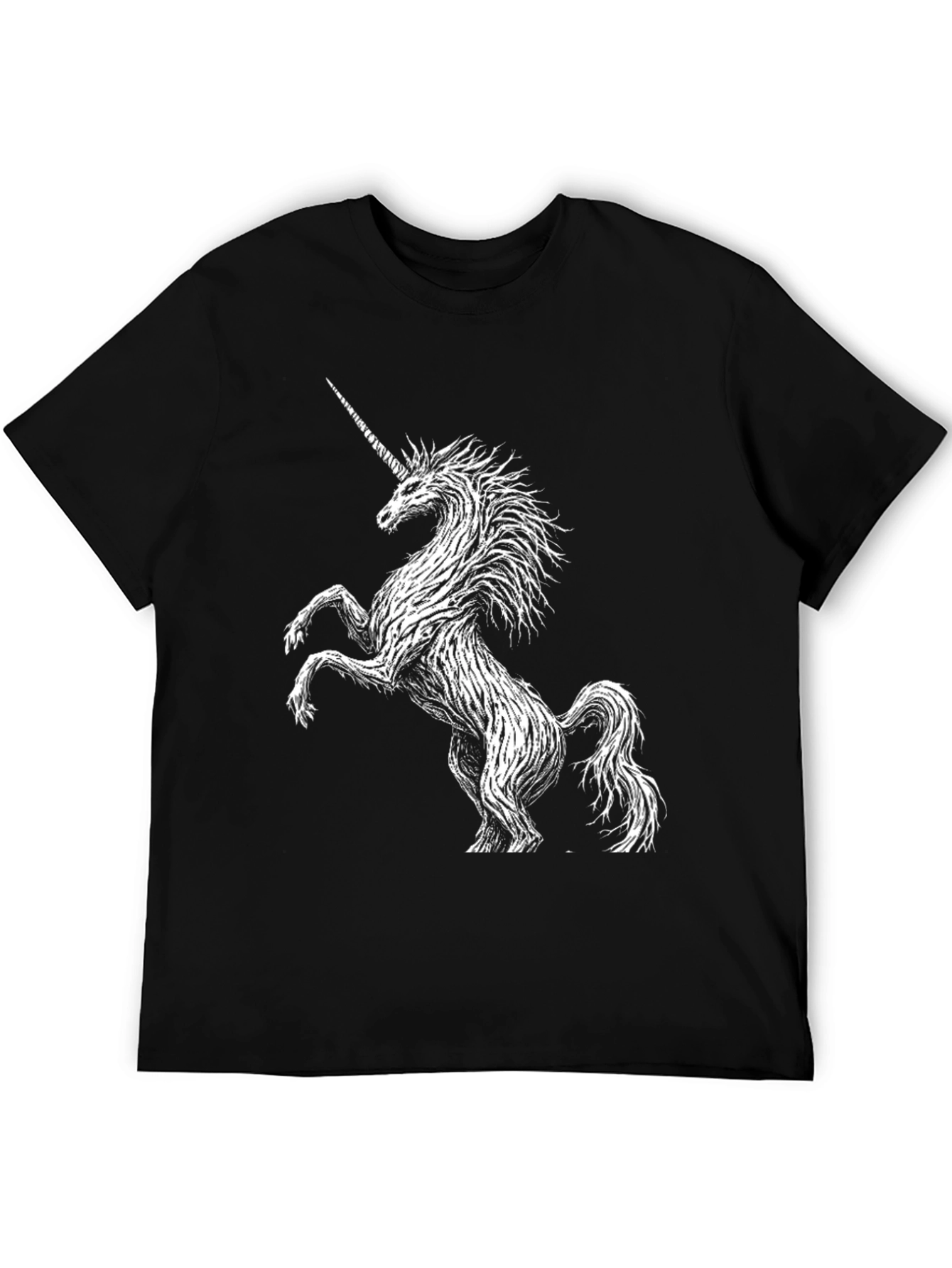 Black Unicorn Graphic Black T-Shirt - Men's Fashion view 5