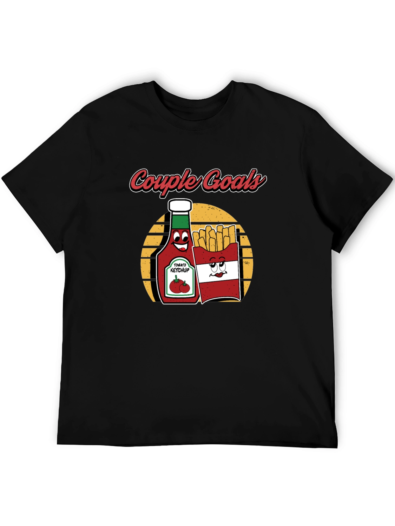 Black Couple Goals T-Shirt - Ketchup & Fries Cartoon Design view 5