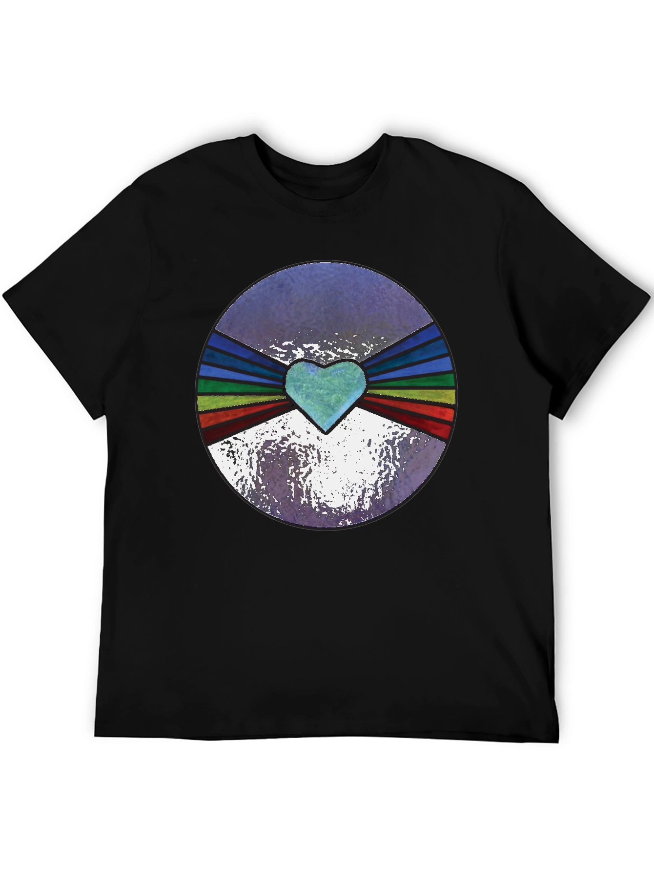 Black Retro Heartburst Graphic Tee - Black Cotton Blend view 5