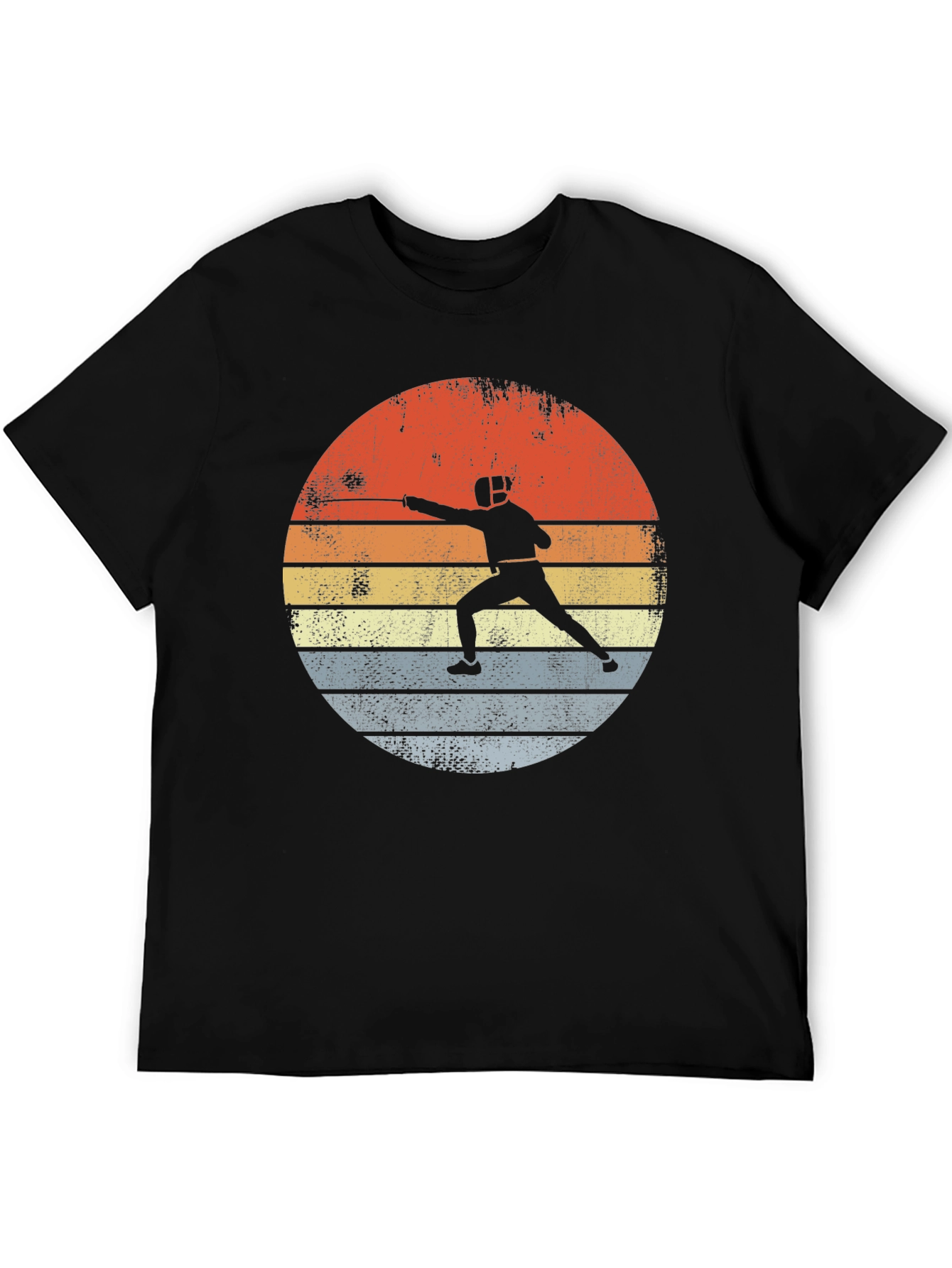 Black Fencing Sunset Graphic Tee - Retro Sportswear view 5
