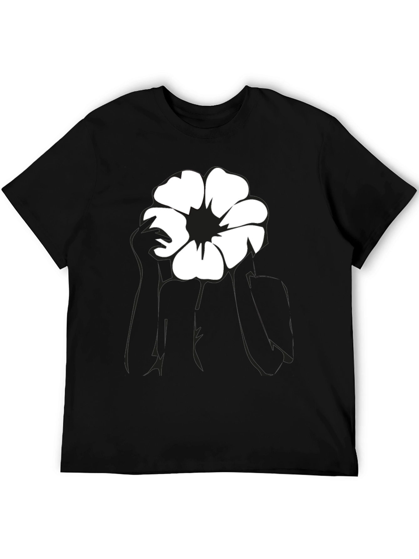 Black Black T-Shirt with Flower Graphic view 5