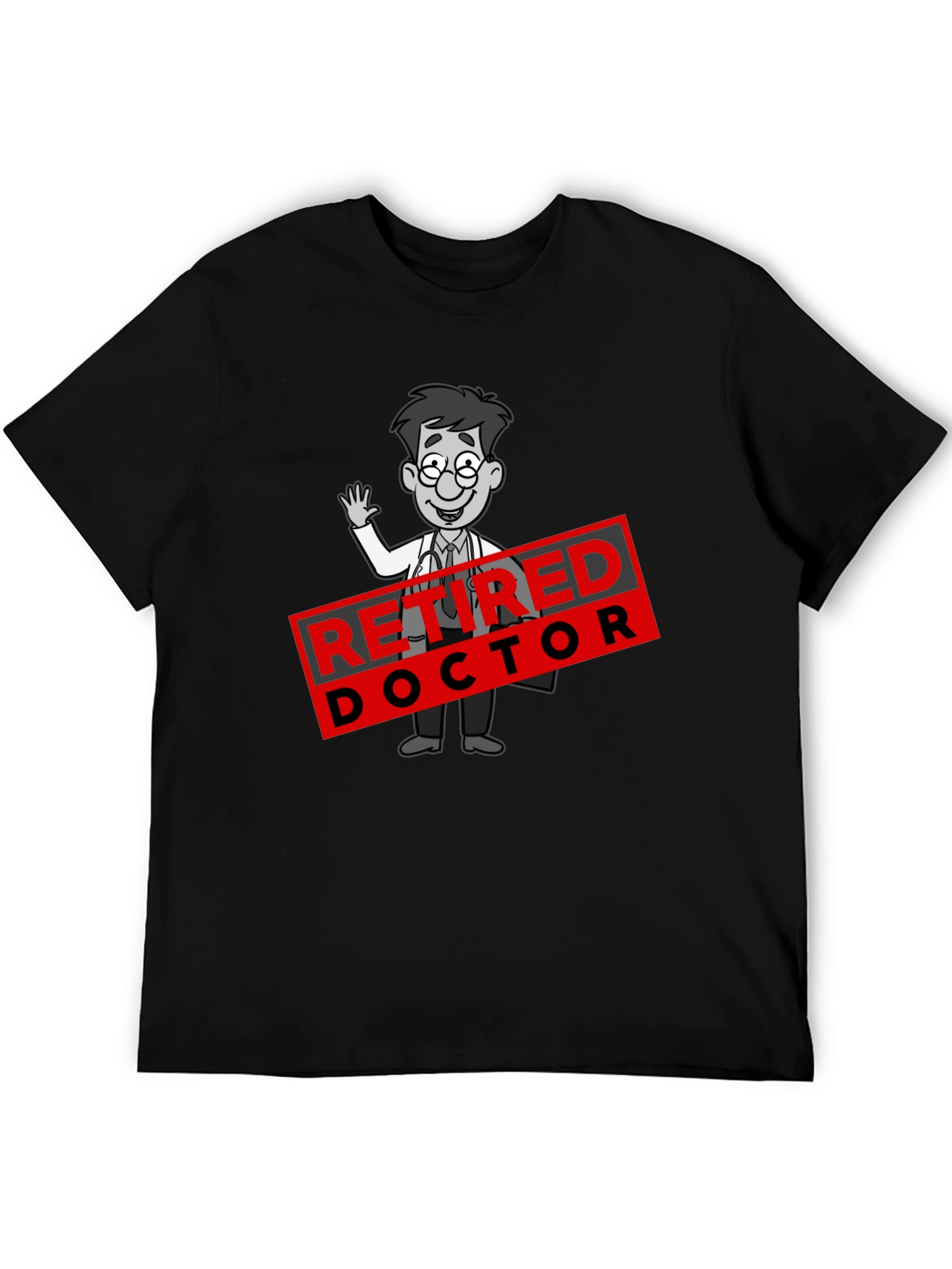 Black Retired Doctor Cartoon Graphic T-Shirt view 5