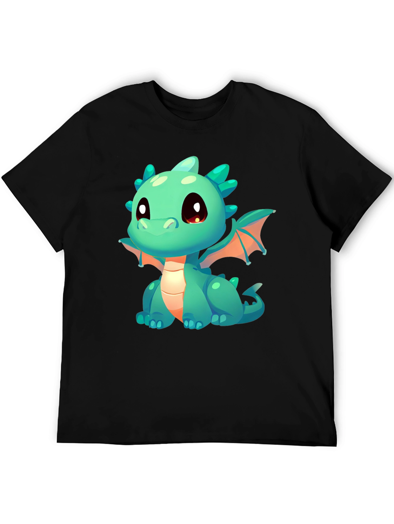 Cute Cartoon Dragon Graphic Tee - Black - 5