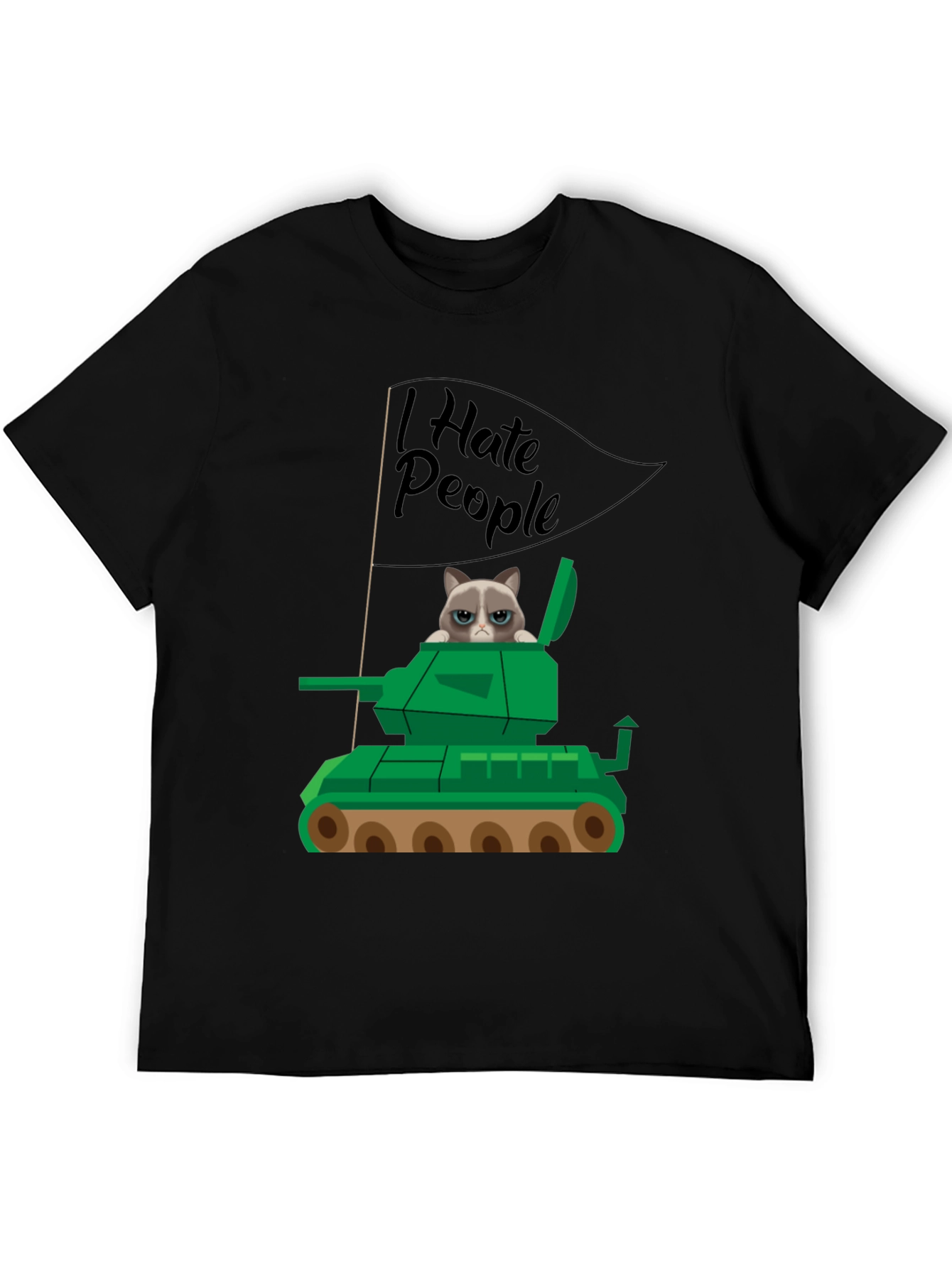 Black Grumpy Cat Tank T-Shirt - I Hate People view 5