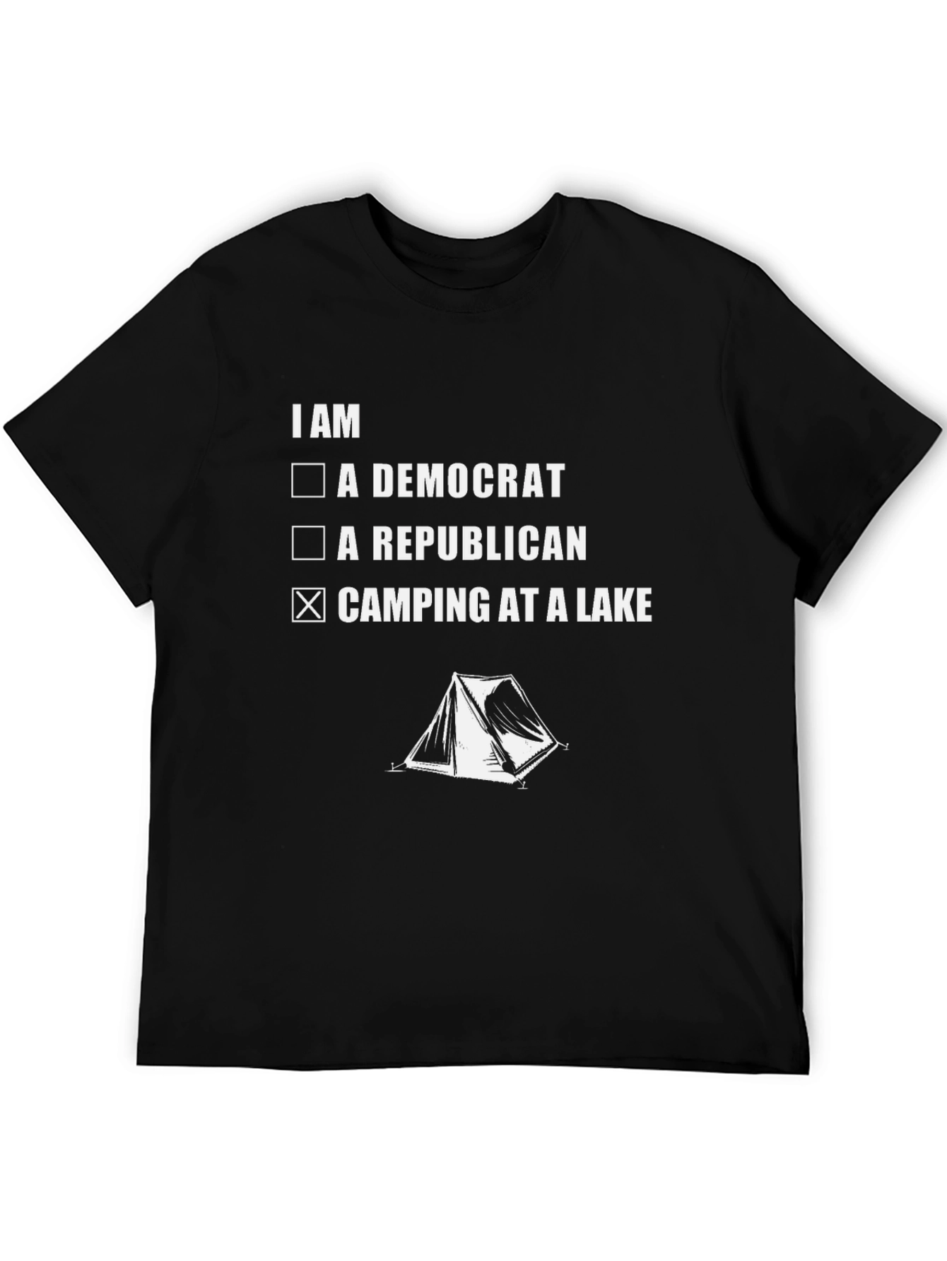 Black Camping at a Lake Graphic Tee view 5