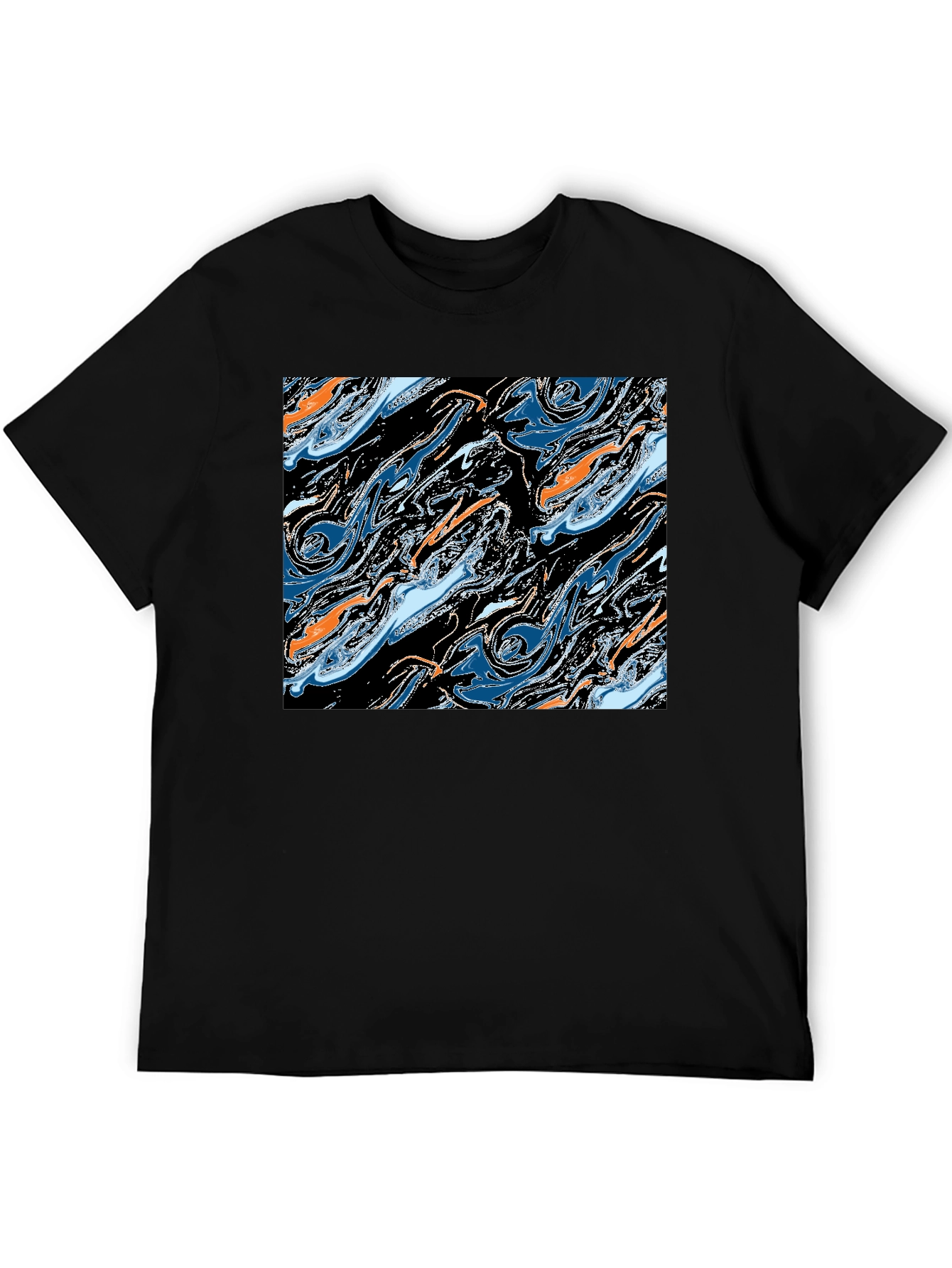 Black Abstract Swirl Graphic Tee - Modern Art T-Shirt view 5