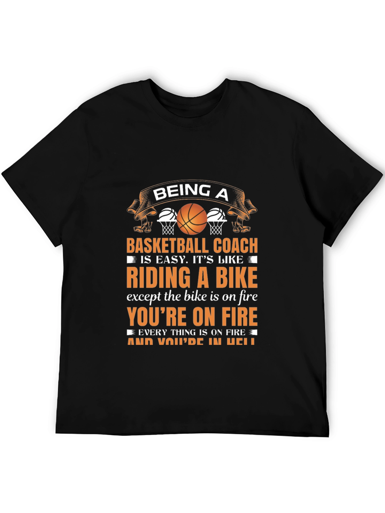 Black Basketball Coach T-Shirt - Riding a Bike Analogy view 5