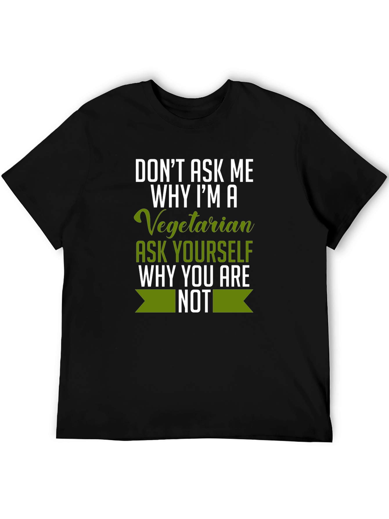 Black Vegetarian T-Shirt: Funny Vegan Statement Tee view 5