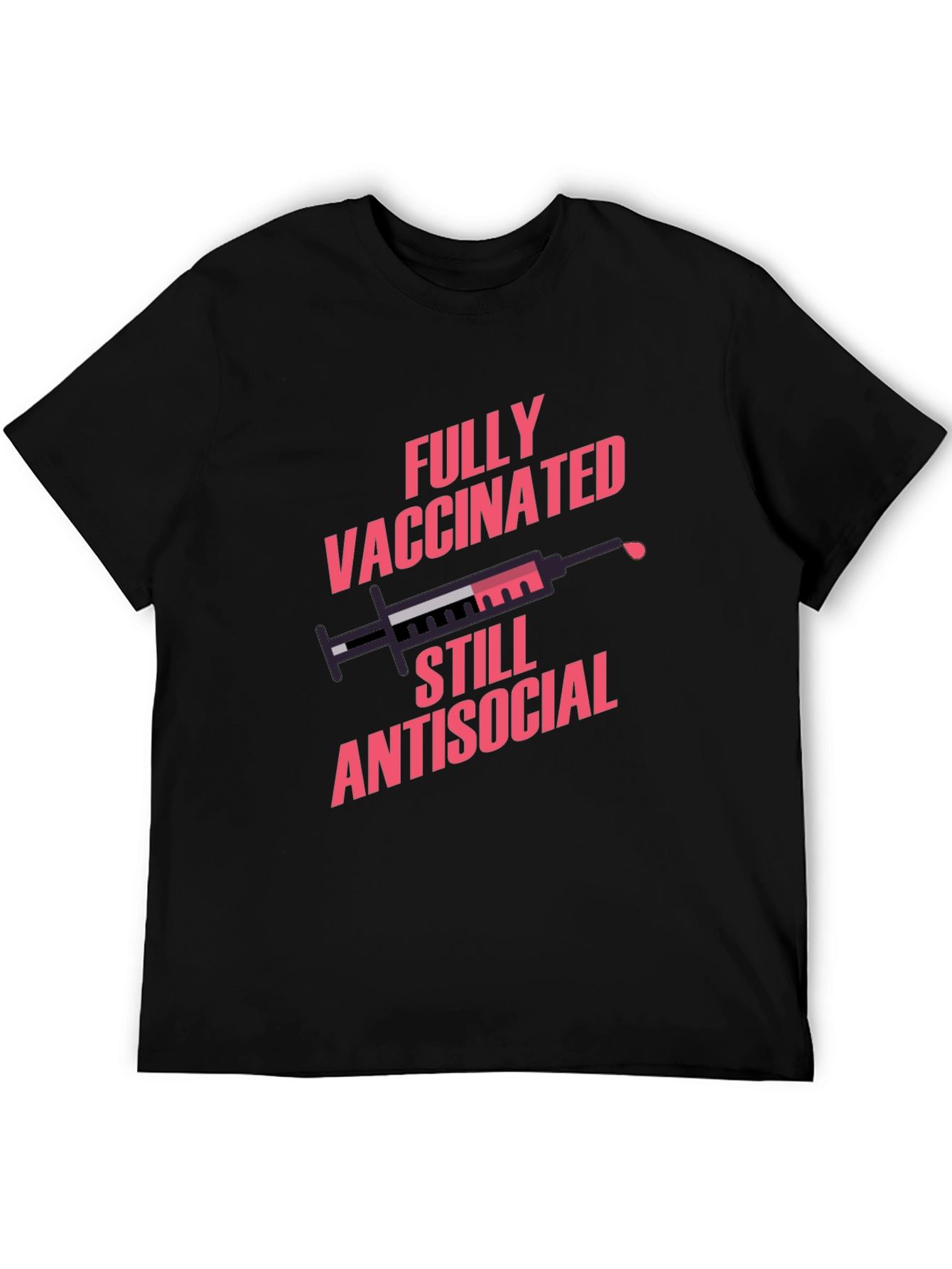 Black Fully Vaccinated Antisocial Graphic Tee view 5