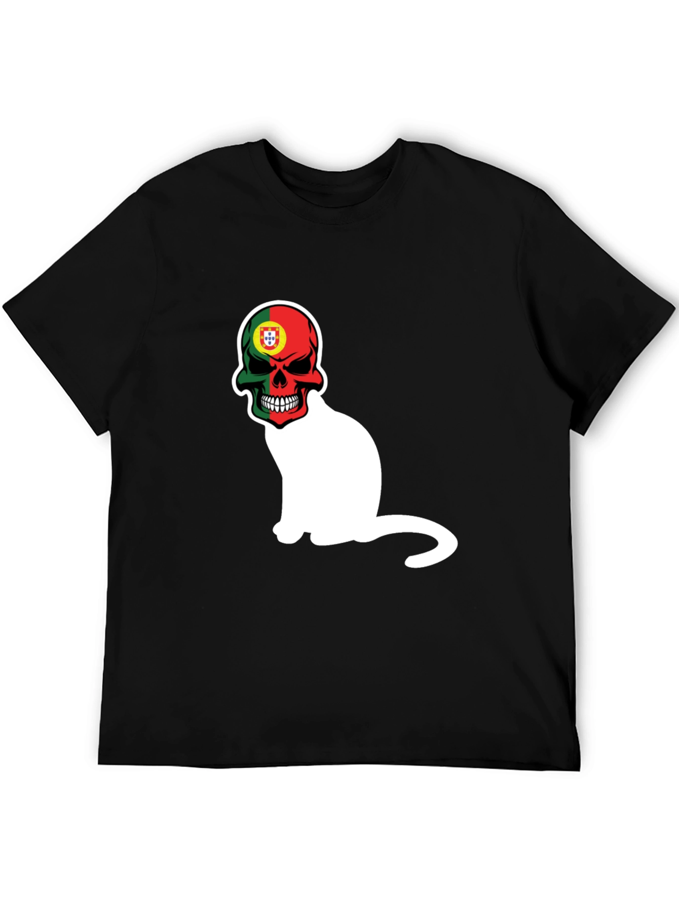 Black Portugal Skull Cat Graphic Tee - Men's Black T-Shirt view 5