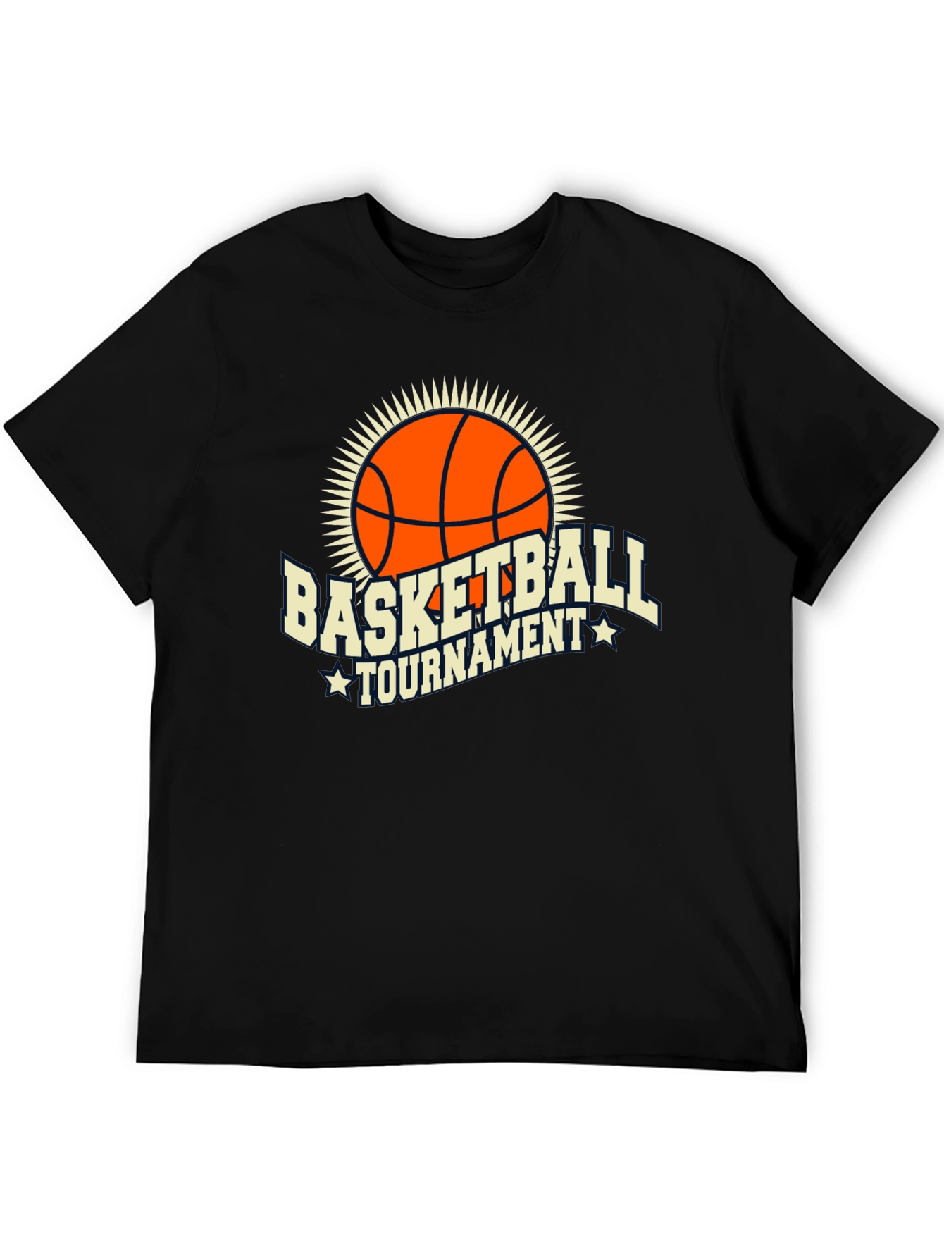 Black Basketball Tournament Graphic Tee - Black Cotton T-Shirt view 5