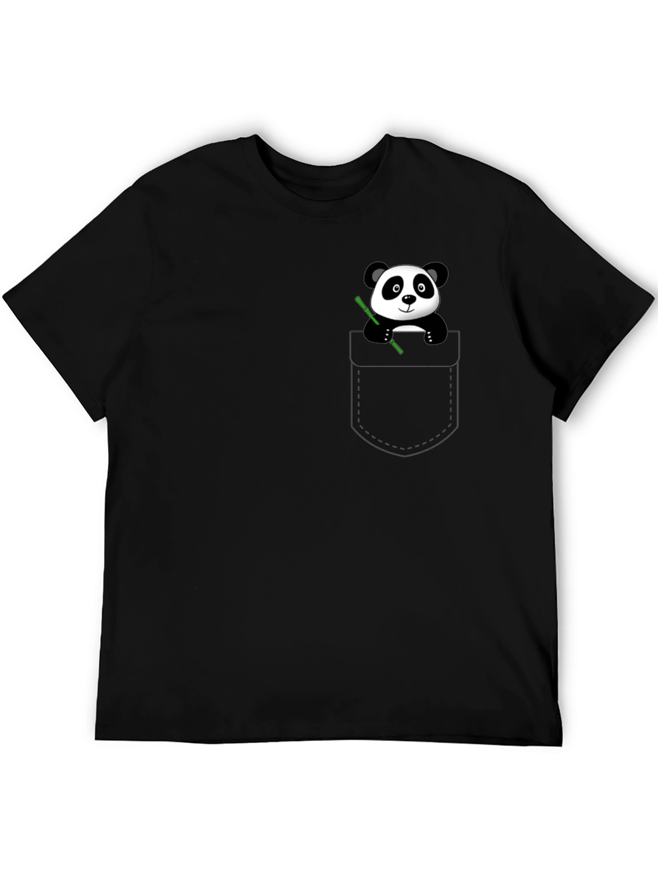 Black Panda Pocket T-Shirt - Cute & Comfy Black Tee view 5